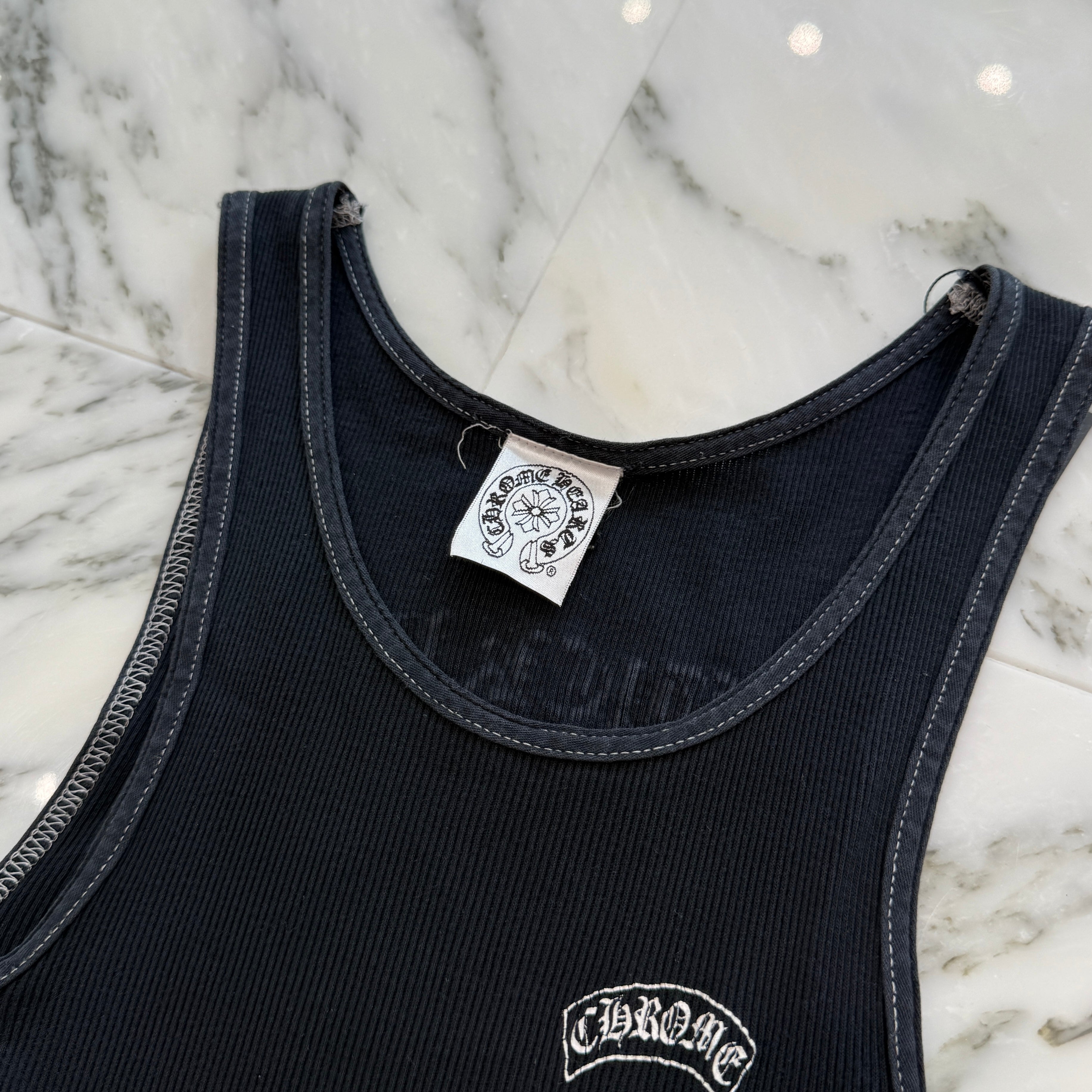 CHROME HEARTS FUCK YOU Back Cross Print Tank Top Size S クロム