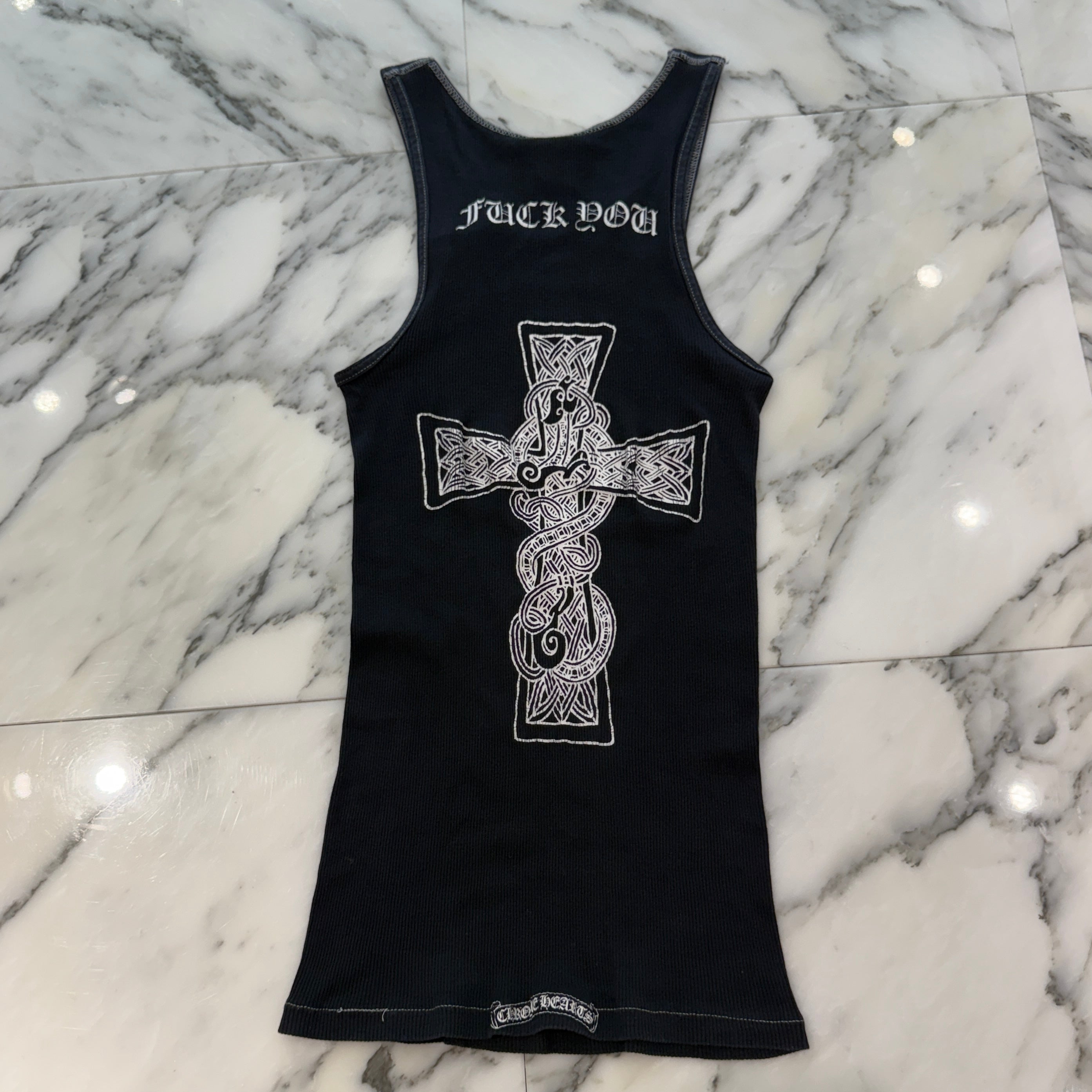 CHROME HEARTS FUCK YOU Back Cross Print Tank Top Size S クロムハーツ ファックユー バッククロスプリント タンクトップ サイズS