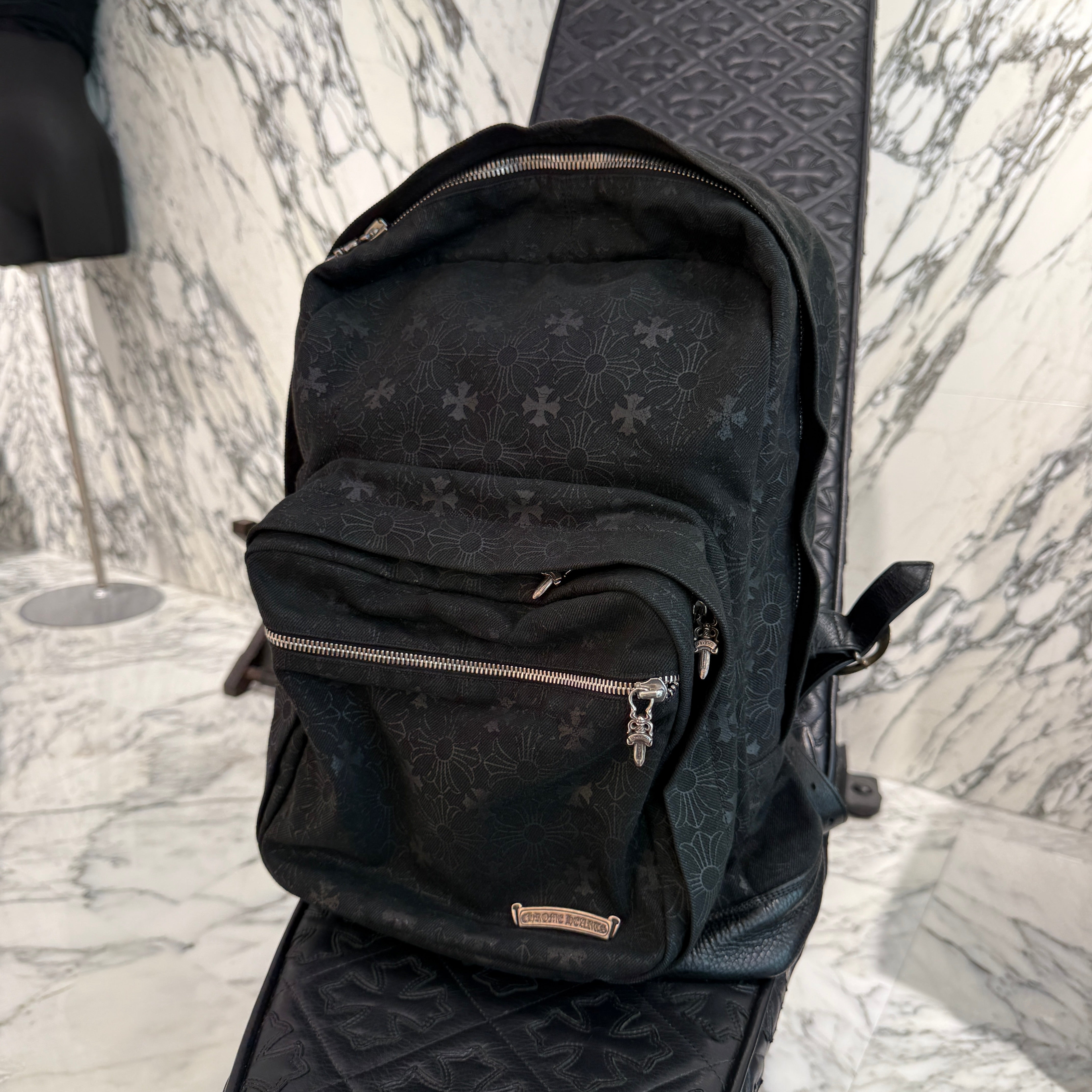 クロムハーツ Chrome Hearts　 デニム総柄バックリュック　ブラック CHROME HEARTS 7TH GRADE DENIM CH Plus Backpack クロムハーツ