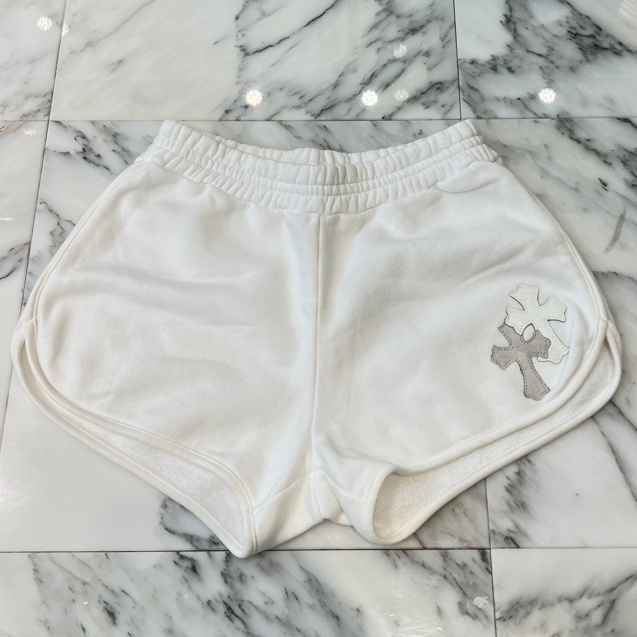 CHROME HEARTS Patent Leather Cross Patch Sweat Shorts Size XS クロムハーツ パテントレザークロスパッチ スウェットショーツ サイズXS