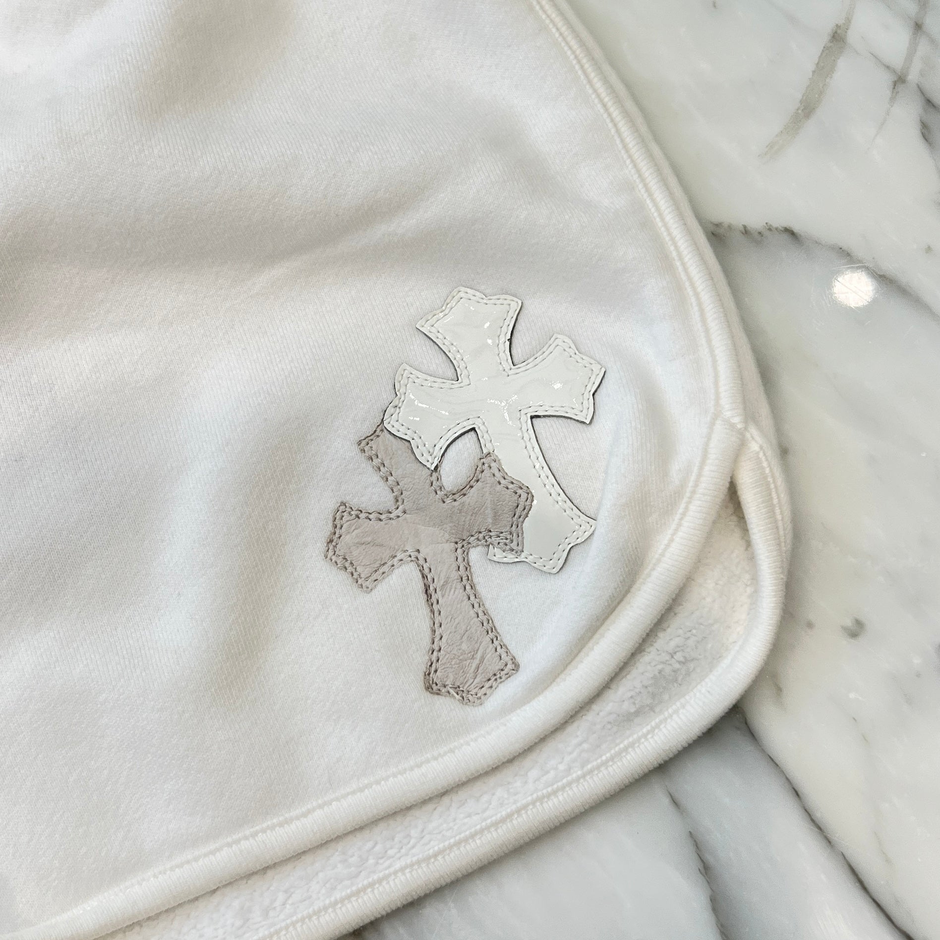 CHROME HEARTS Patent Leather Cross Patch Sweat Shorts Size XS クロムハーツ パテントレザークロスパッチ スウェットショーツ サイズXS