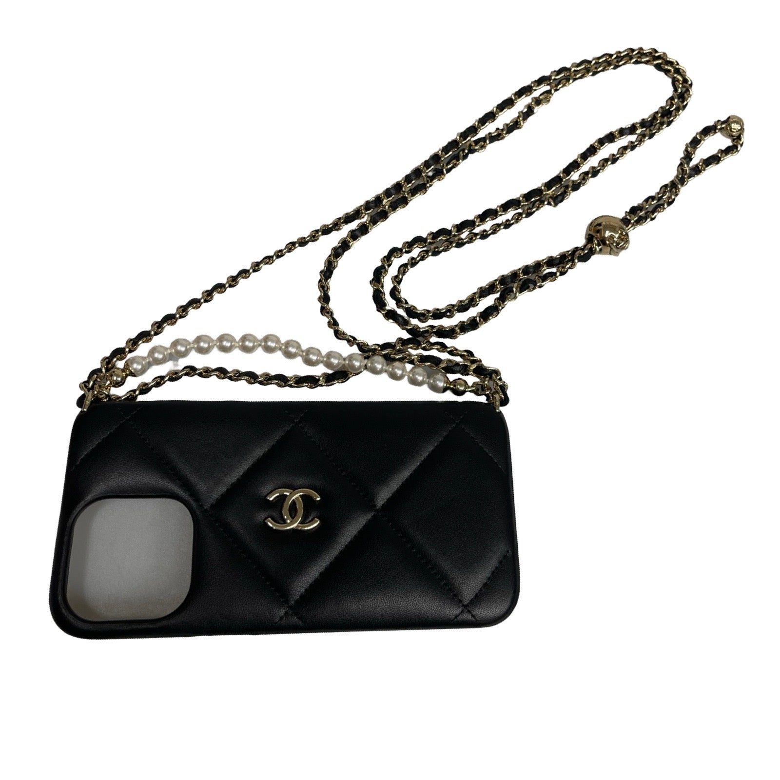 CHANEL 2024SS iPhone 15 Pro Leather Shoulder Case AP3866 B16097 C3906