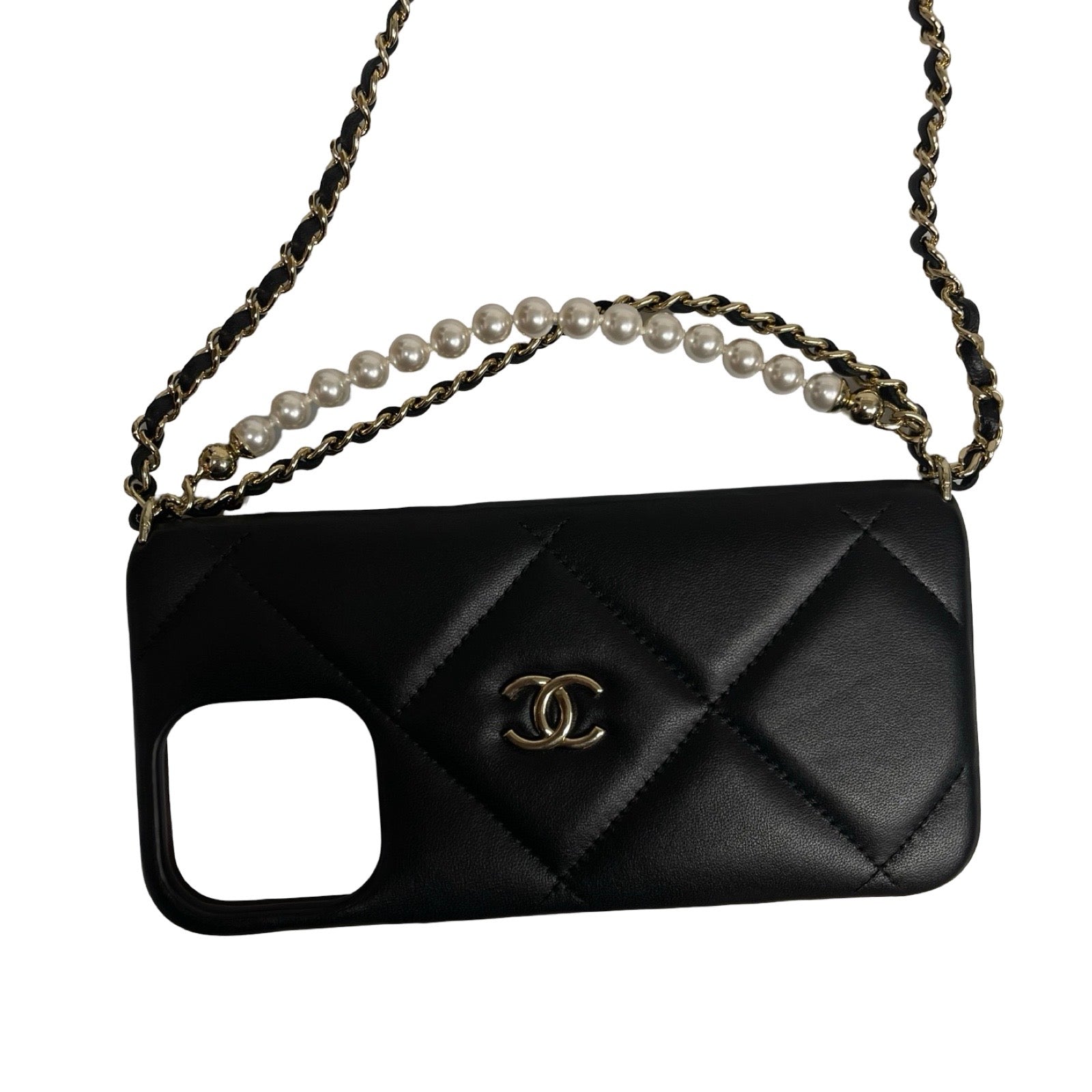 CHANEL 2024SS iPhone 15 Pro Leather Shoulder Case AP3866 B16097 C3906