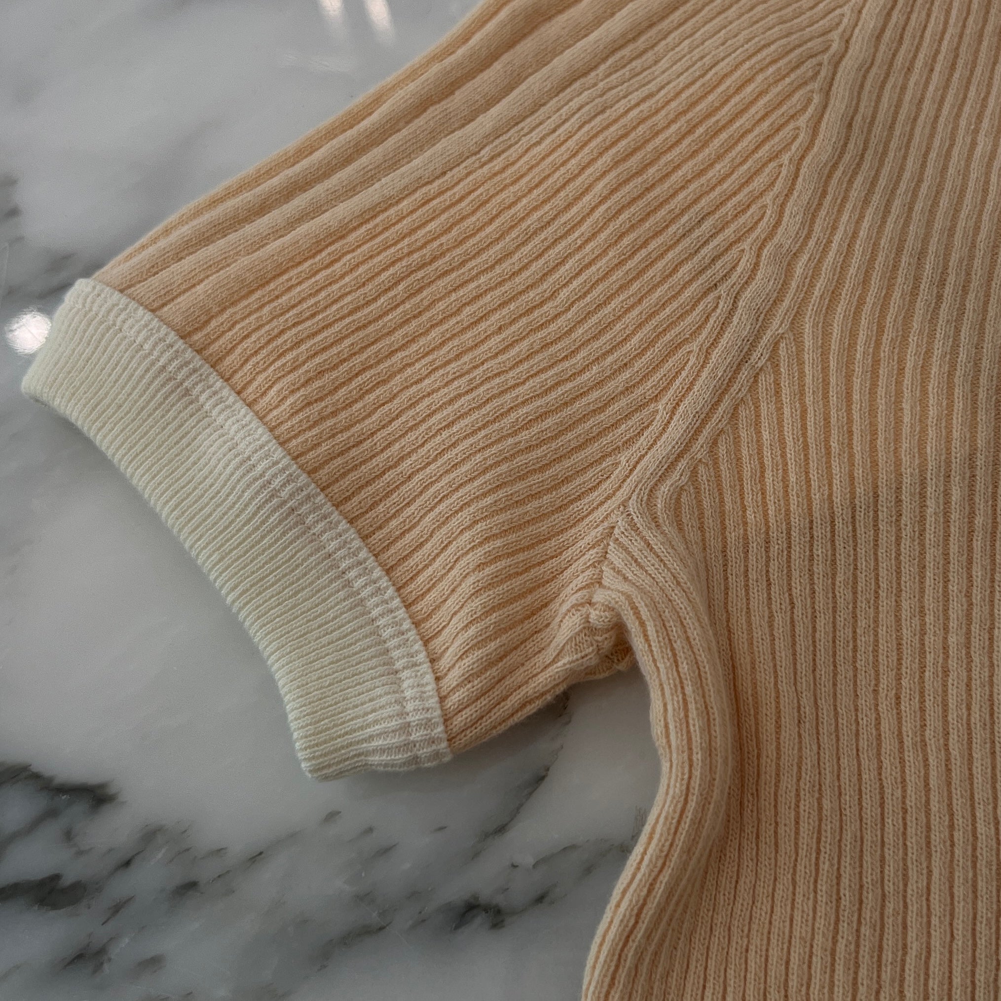 CHANEL 2025SS Coco Beach Collection Cotton Knit Tee P78617 K11469 Size 34 シャネル ココビーチコレクション  コットンニット Tシャツ サイズ34