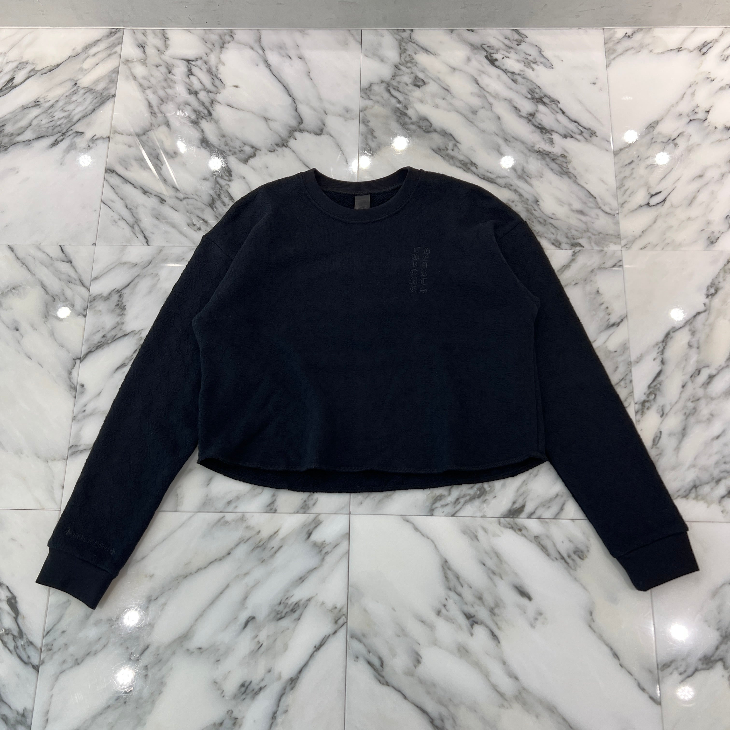 CHROME HEARTS Y NOT Vertical Logo Cropped Sweat Shirt Size S