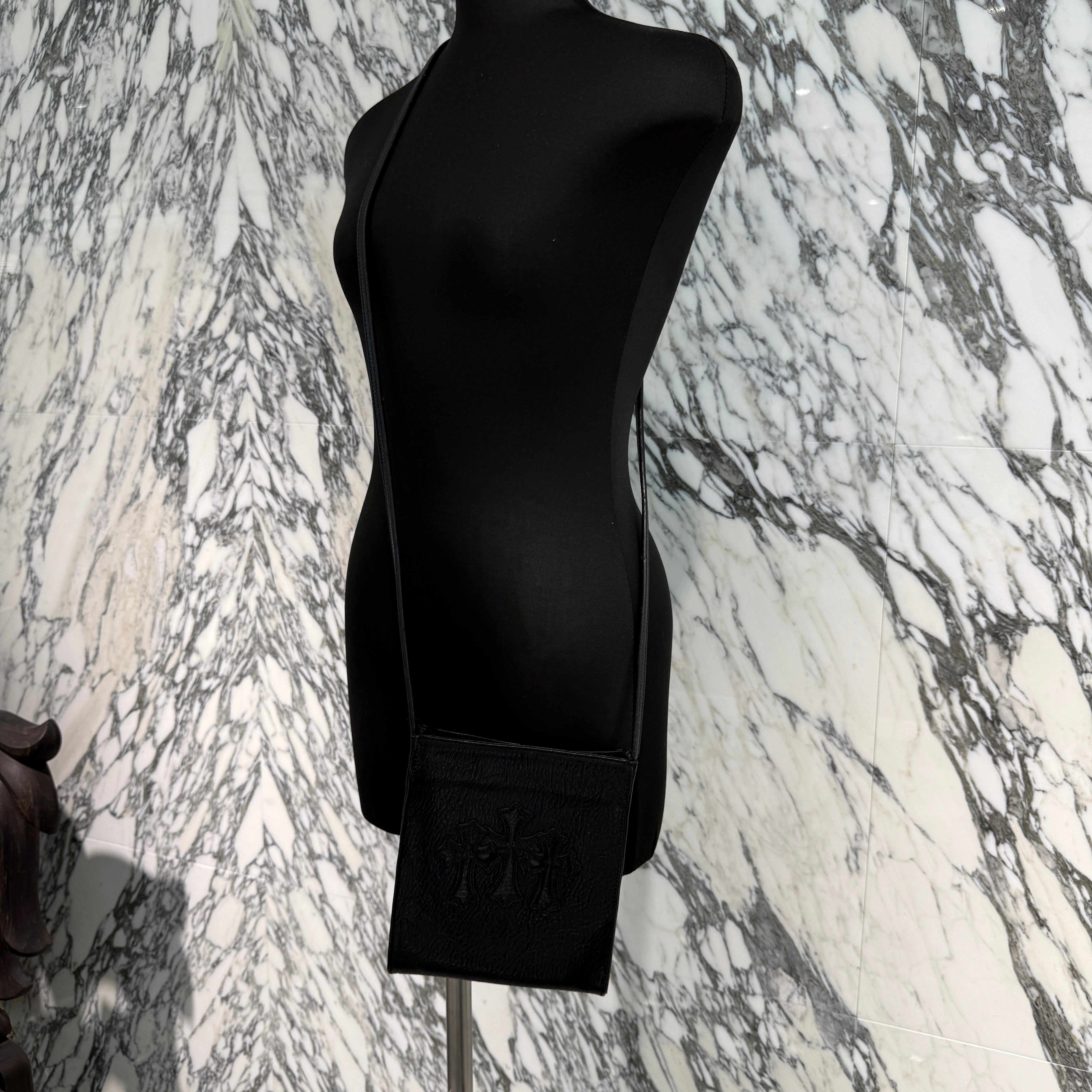 CHROME HEARTS Square Pocket 3 Cemetery Cross Leather Patch Shoulder Bag クロムハーツ スクエアポケット 3セメタリークロス レザーパッチ ショルダーバッグ