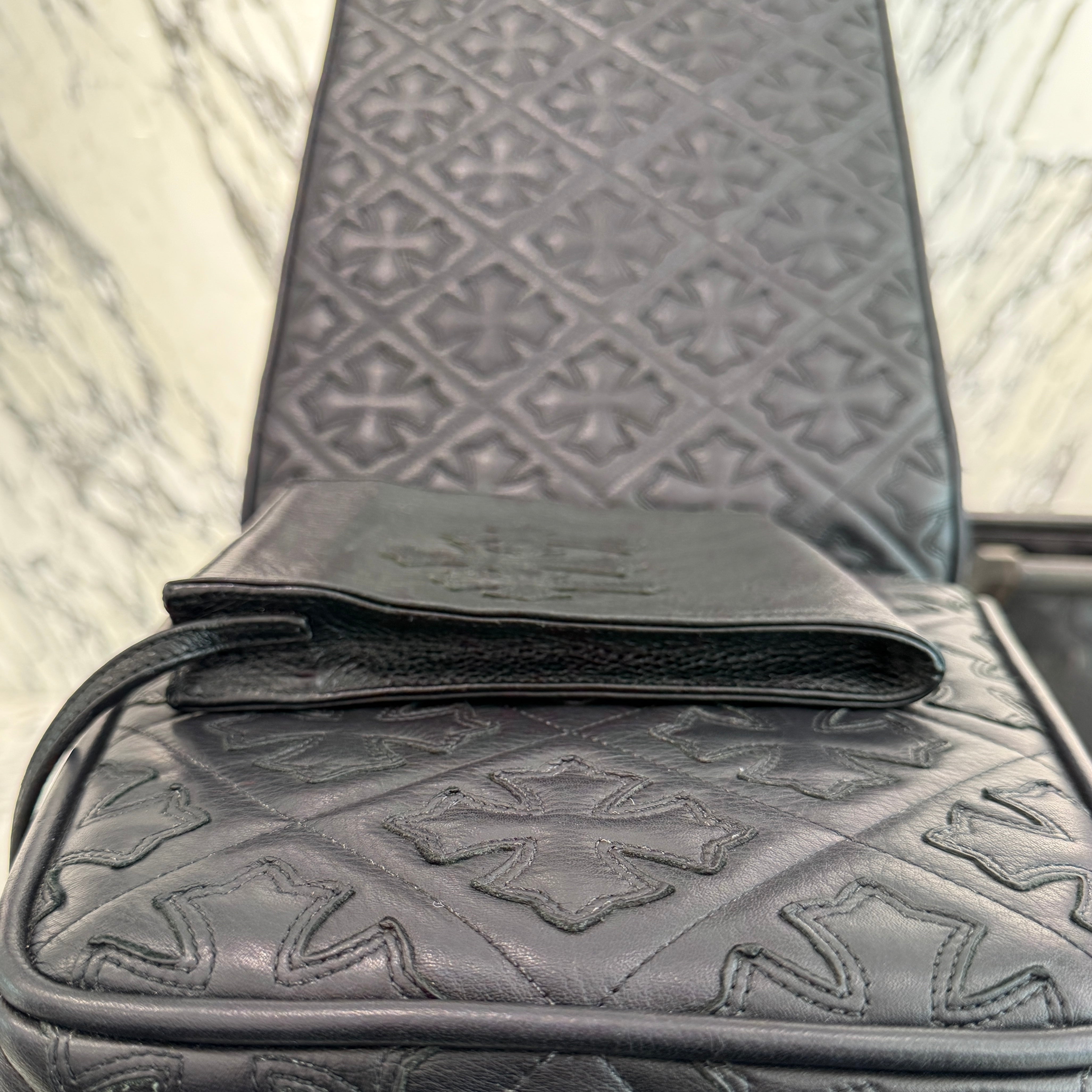 CHROME HEARTS Square Pocket 3 Cemetery Cross Leather Patch Shoulder Bag クロムハーツ スクエアポケット 3セメタリークロス レザーパッチ ショルダーバッグ