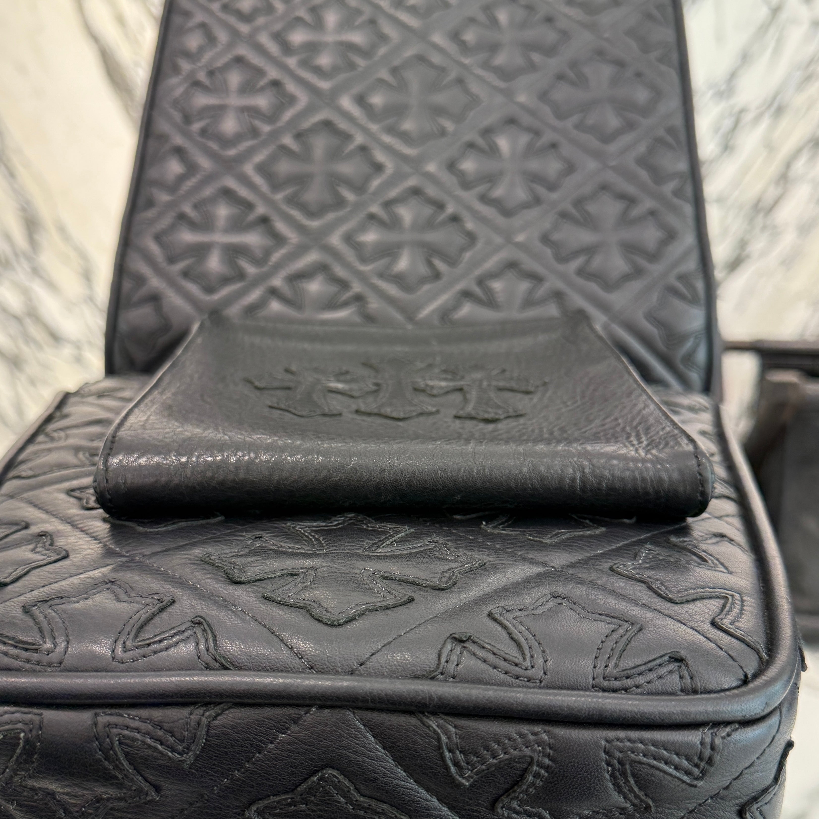 CHROME HEARTS Square Pocket 3 Cemetery Cross Leather Patch Shoulder Bag クロムハーツ スクエアポケット 3セメタリークロス レザーパッチ ショルダーバッグ