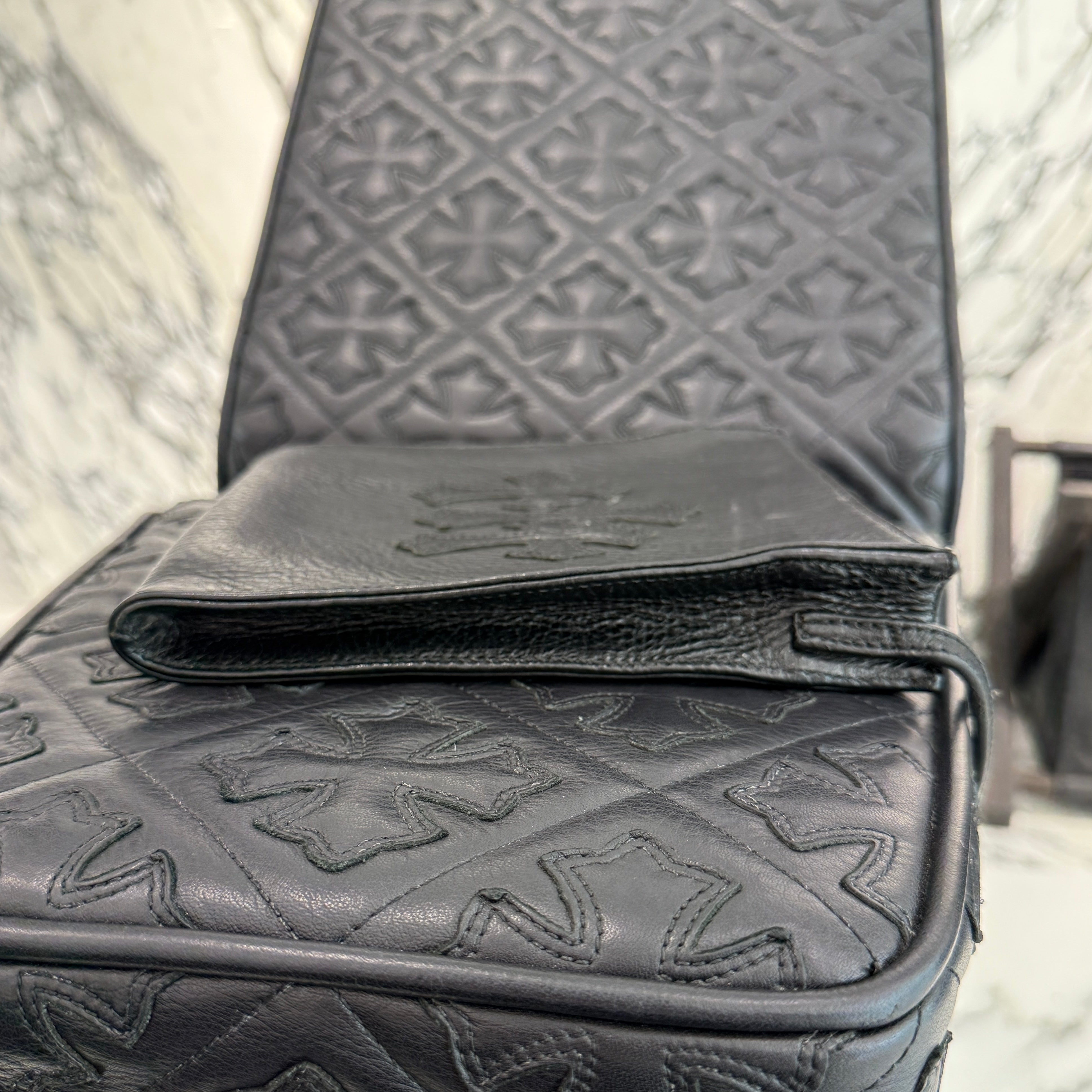 CHROME HEARTS Square Pocket 3 Cemetery Cross Leather Patch Shoulder Bag クロムハーツ スクエアポケット 3セメタリークロス レザーパッチ ショルダーバッグ