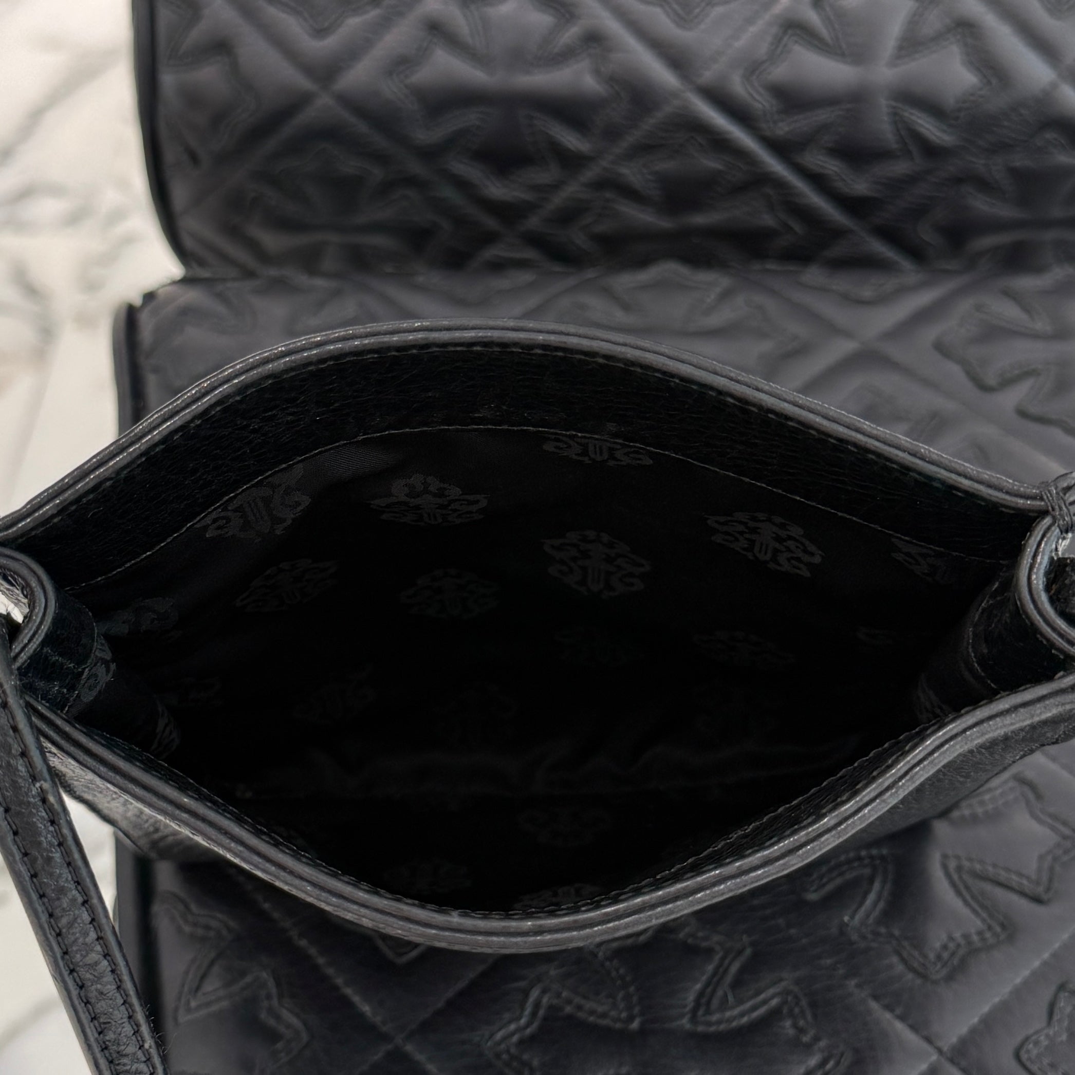 CHROME HEARTS Square Pocket 3 Cemetery Cross Leather Patch Shoulder Bag クロムハーツ スクエアポケット 3セメタリークロス レザーパッチ ショルダーバッグ