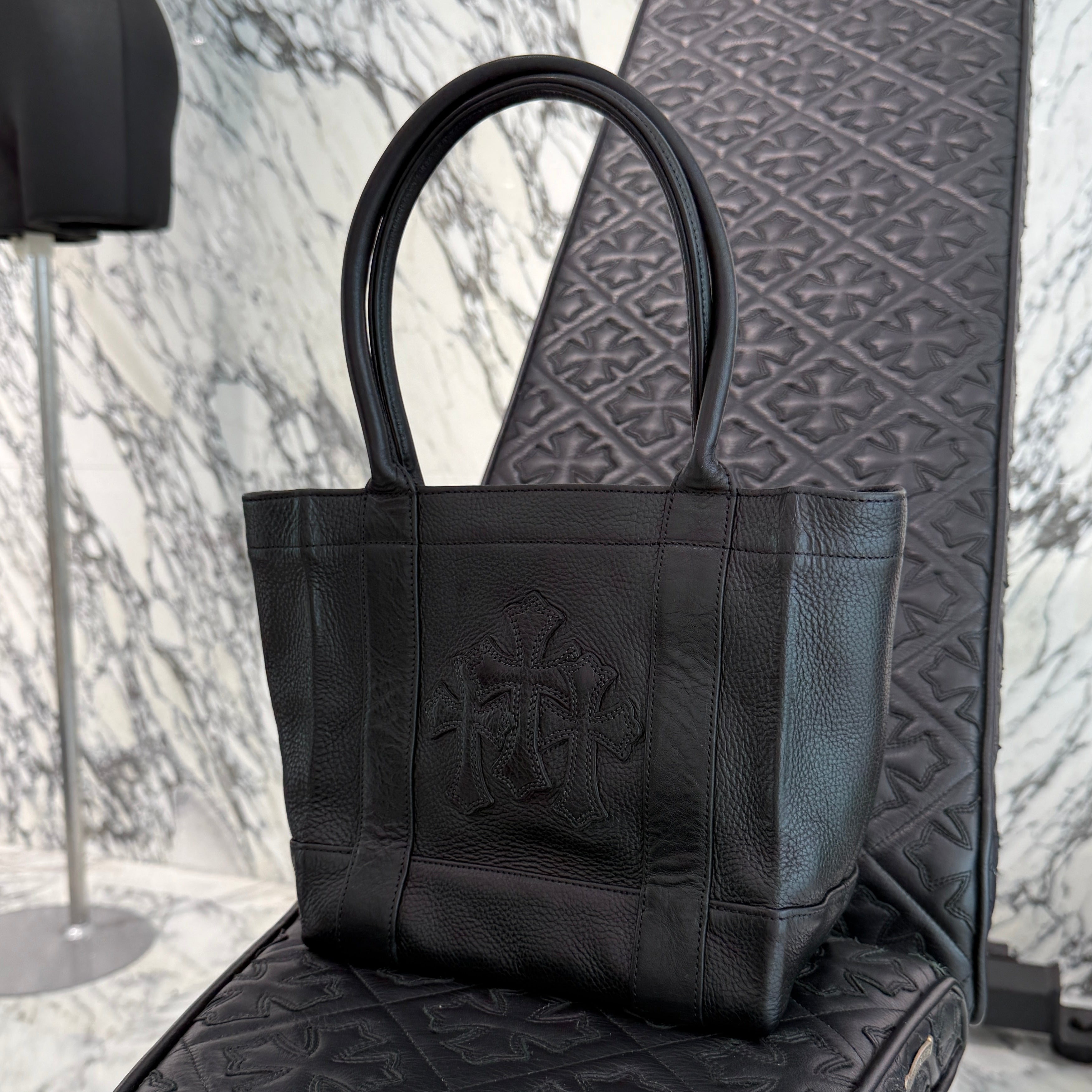 CHROME HEARTS 3 Cemetery Cross Leather Patch Tote Mini Bag クロムハーツ 3セメタリークロス レザーパッチ トート ミニ バッグ