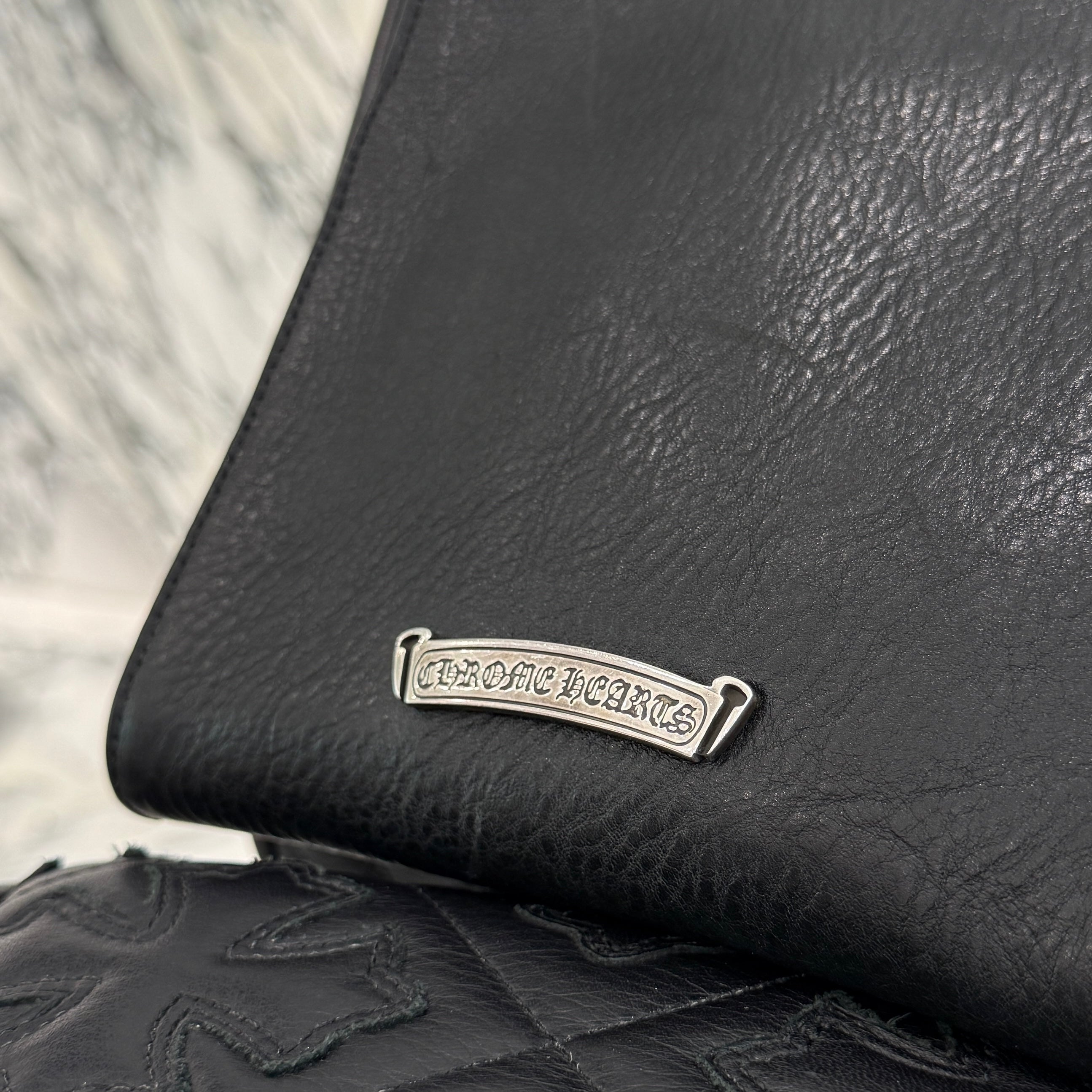 CHROME HEARTS Square Pocket 3 Cemetery Cross Leather Patch Shoulder Bag クロムハーツ スクエアポケット 3セメタリークロス レザーパッチ ショルダーバッグ