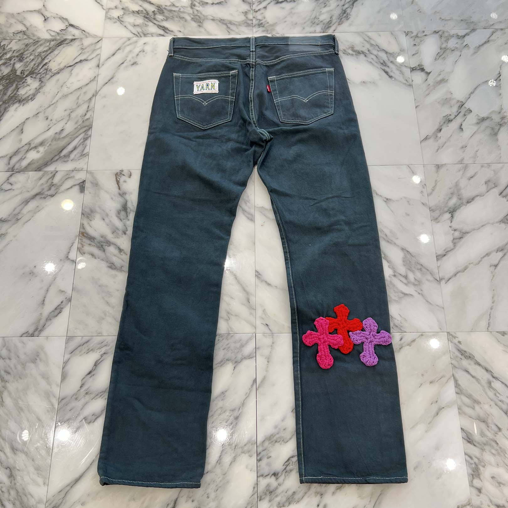 Y.A.R.N × Levi's 501 Body Knit Cross Denim Pants Size W33×L32 ヤーン×リーバイス 501 ボディ ニットクロス デニムパンツ サイズW33×L32