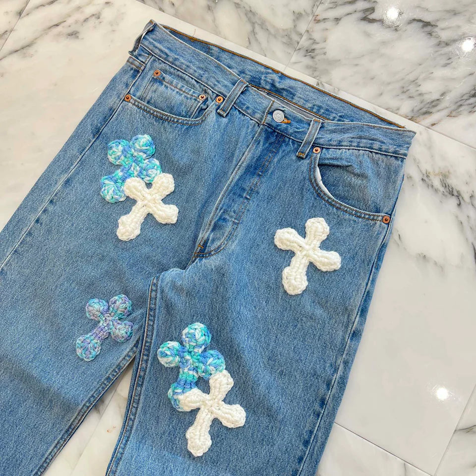 Y.A.R.N × Levi's 501 Body Knit Cross Denim Pants SizeW33×L30 ヤーン×リーバイス 501 ボディ ニットクロス デニムパンツ サイズW33×L30