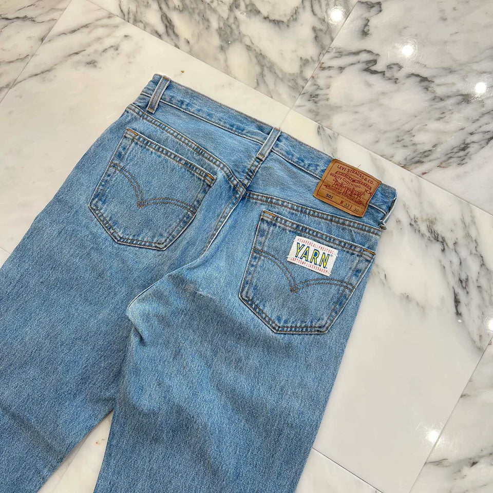Y.A.R.N × Levi's 501 Body Knit Cross Denim Pants SizeW33×L30 ヤーン×リーバイス 501 ボディ ニットクロス デニムパンツ サイズW33×L30