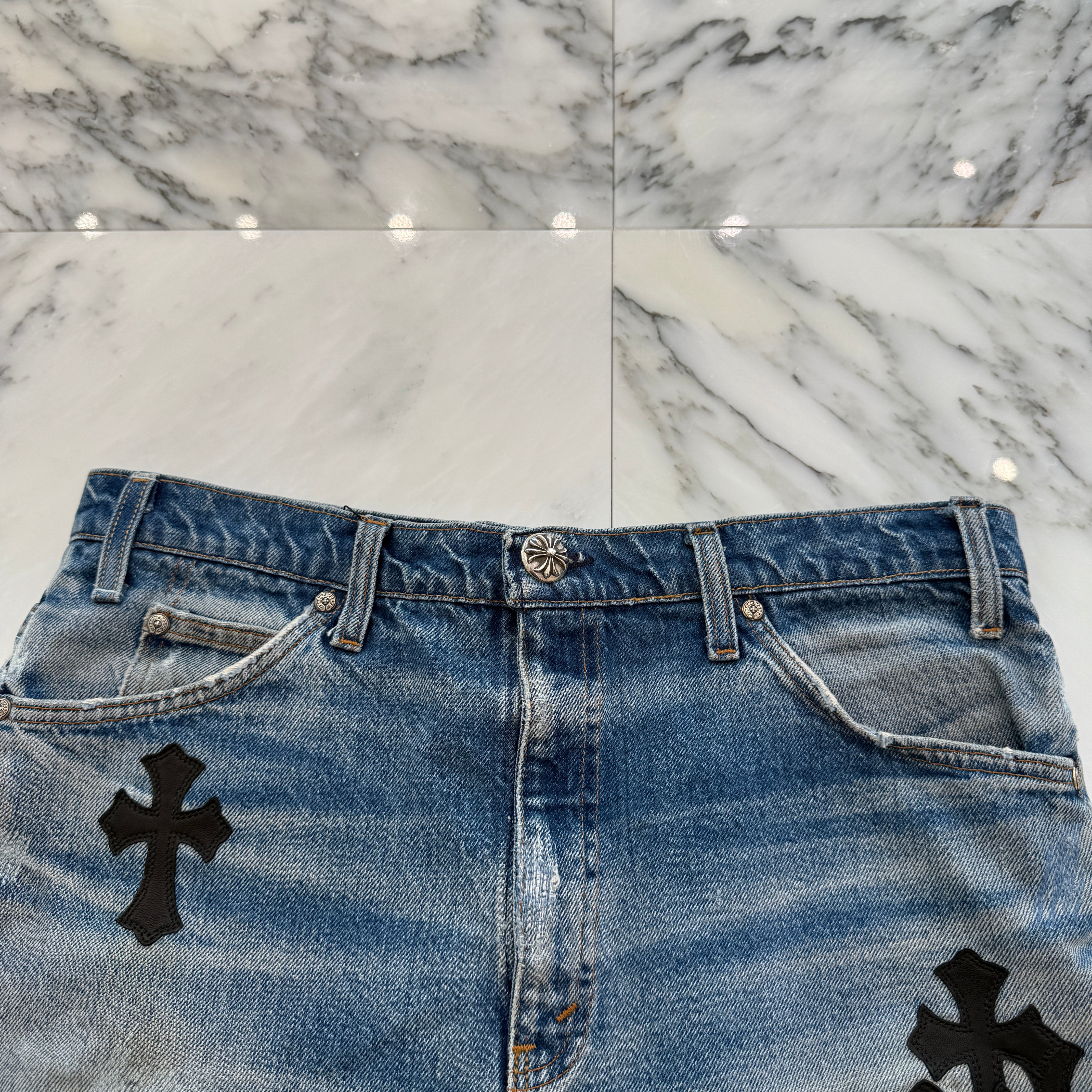 CHROME HEARTS × Levi's 517 VNTG Cross Leather Patch Denim Skirt Size 27 クロムハーツ × リーバイス 517 ヴィンテージ クロスレザーパッチ デニムスカート サイズ27