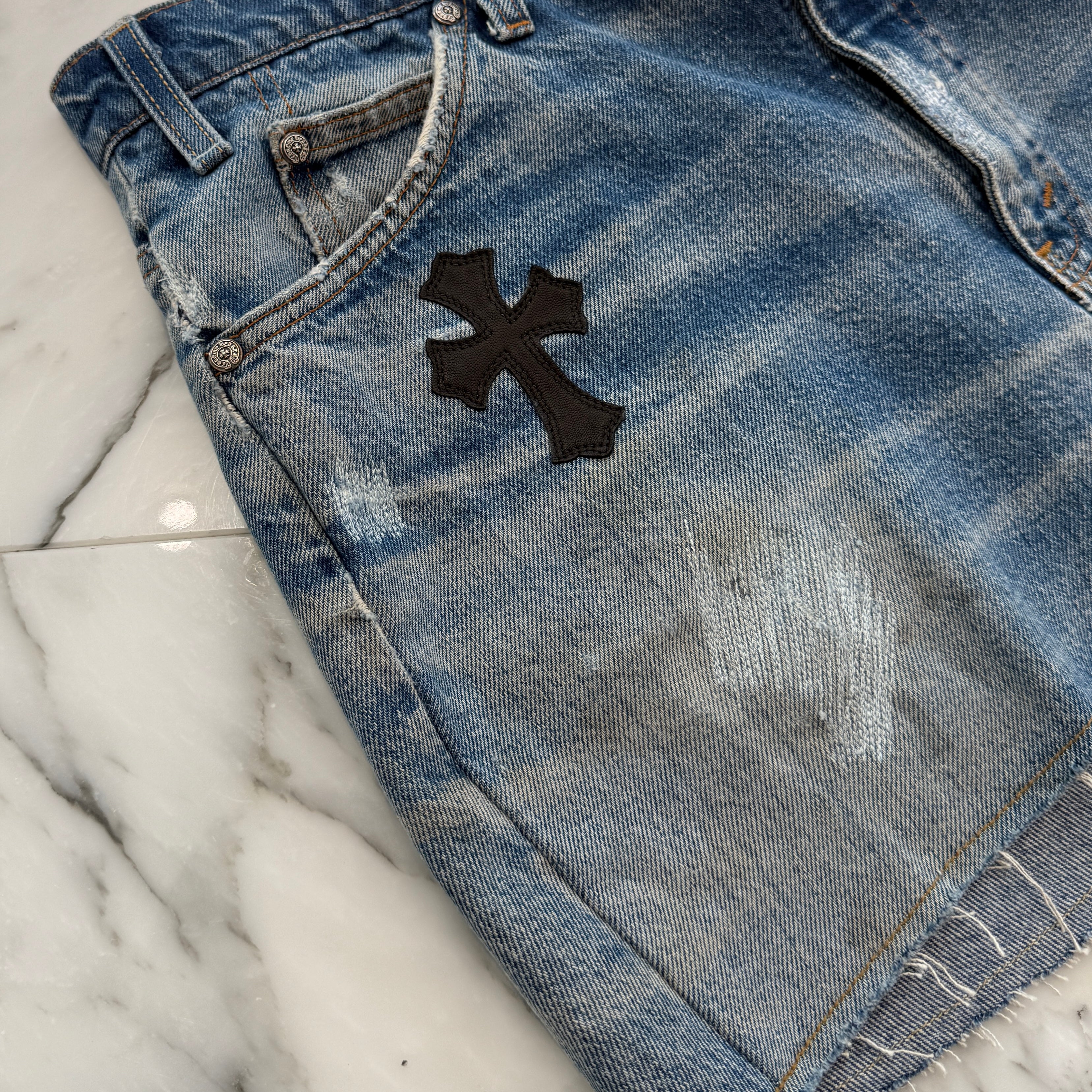 CHROME HEARTS × Levi's 517 VNTG Cross Leather Patch Denim Skirt Size 27 クロムハーツ × リーバイス 517 ヴィンテージ クロスレザーパッチ デニムスカート サイズ27