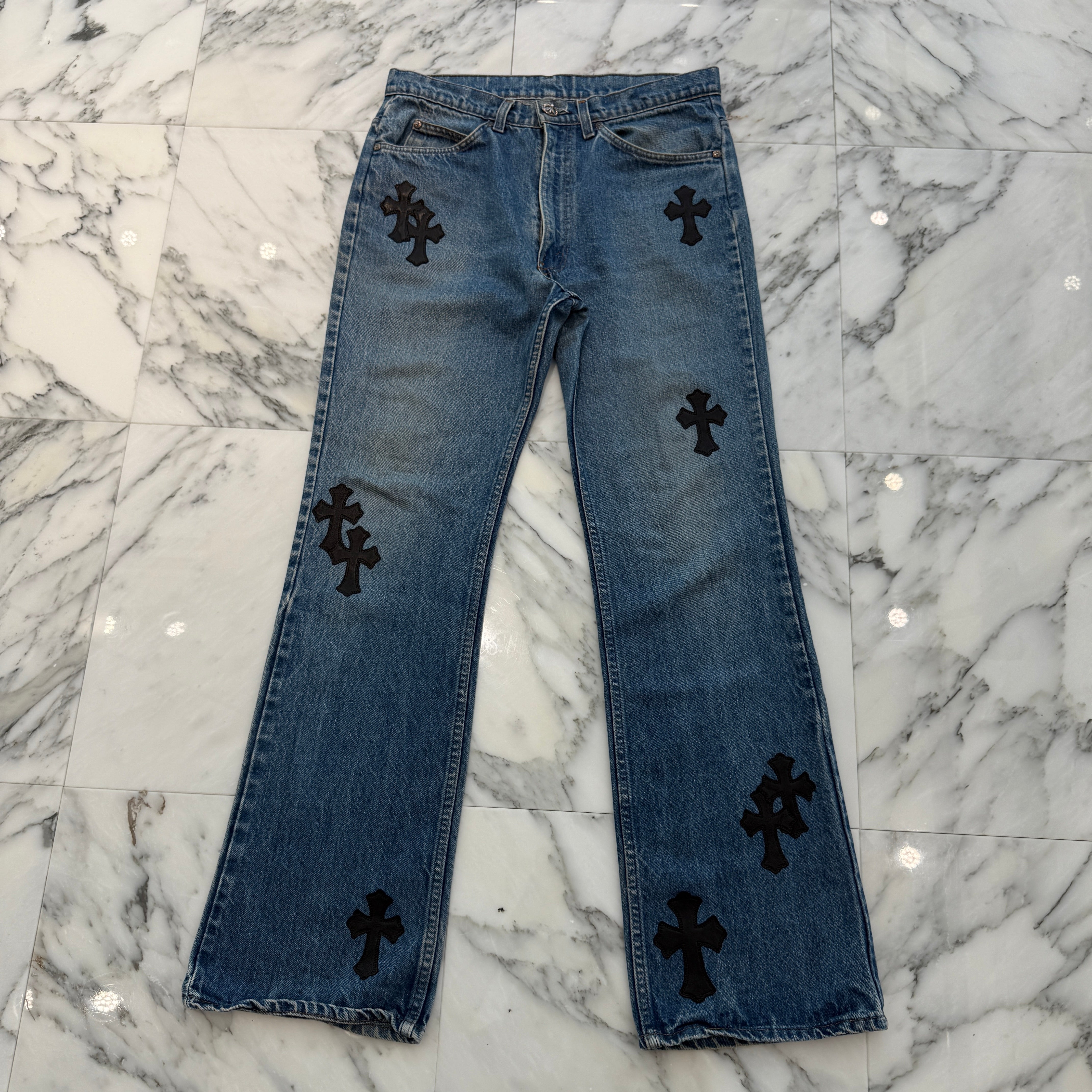 CHROME HEARTS × Levi's Body VNTG Cross Leather Patch Jeans Size 31 クロムハーツ × リーバイスボディ ヴィンテージ クロスレザーパッチ ジーンズ デニムパンツ サイズ31
