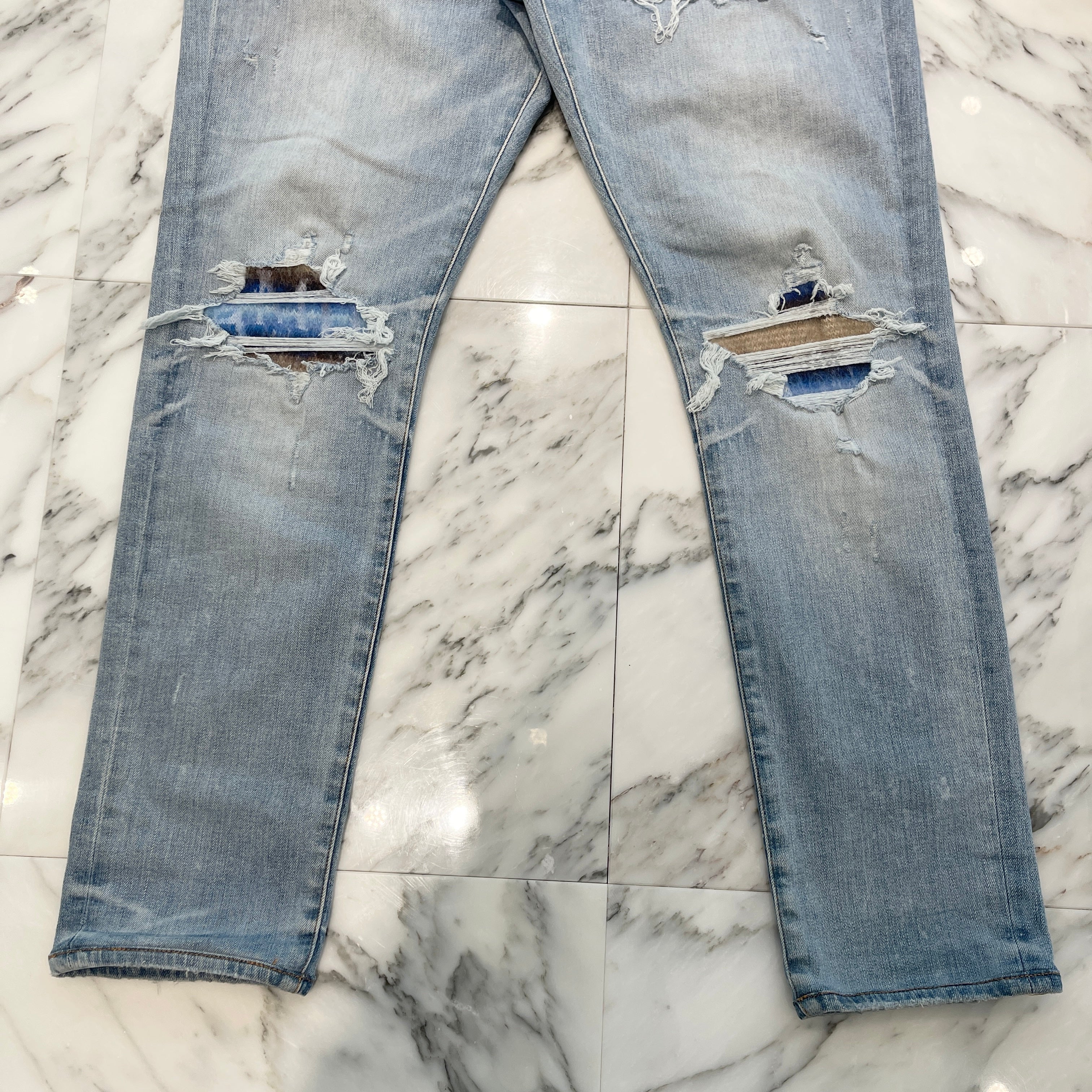 AMIRI MX1 Mohair Fabric Damage Skinny Denim Pants Size 36 アミリ MX1 モヘアファブリック ダメージ加工 スキニー デニムパンツ サイズ36