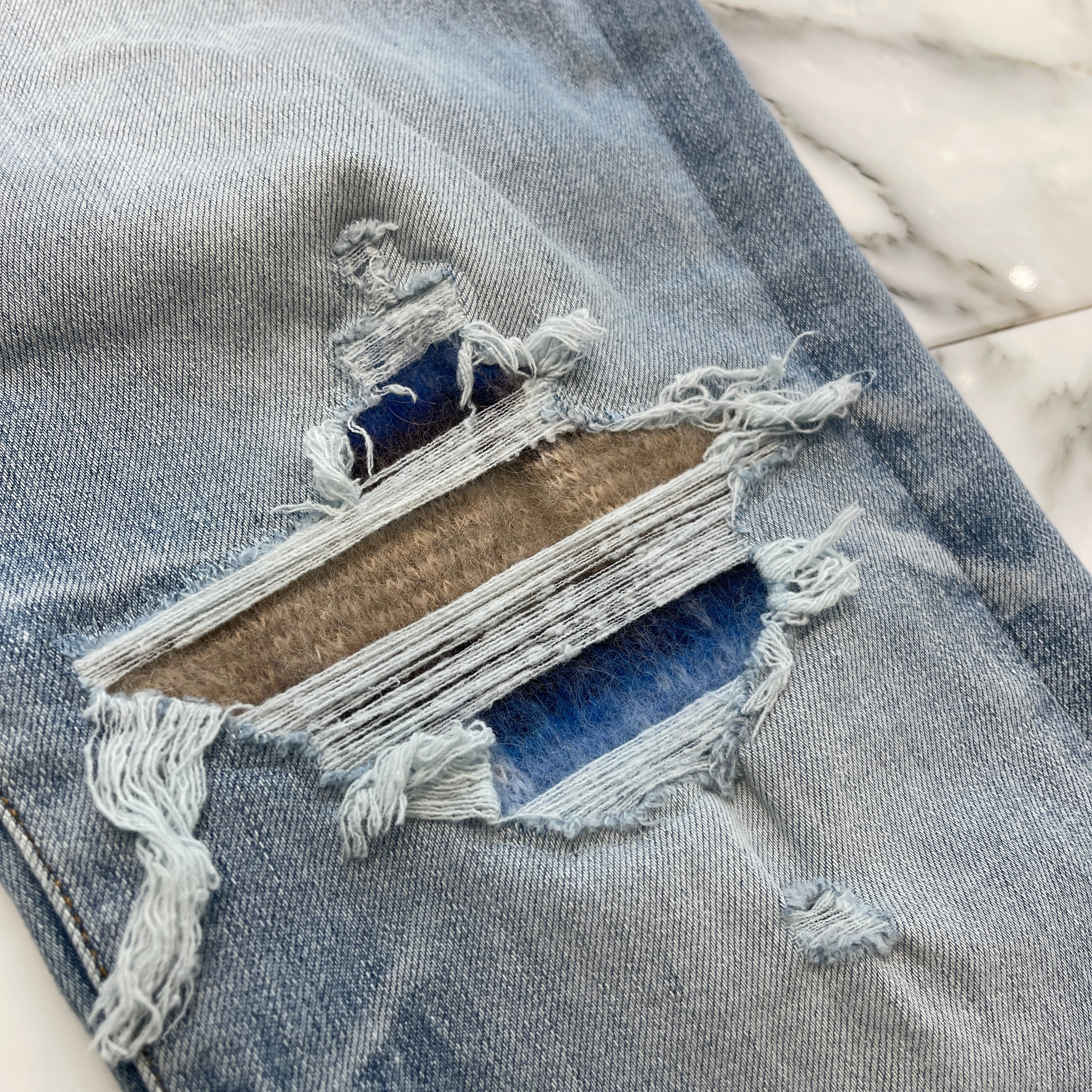 AMIRI MX1 Mohair Fabric Damage Skinny Denim Pants Size 36 アミリ MX1 モヘアファブリック ダメージ加工 スキニー デニムパンツ サイズ36