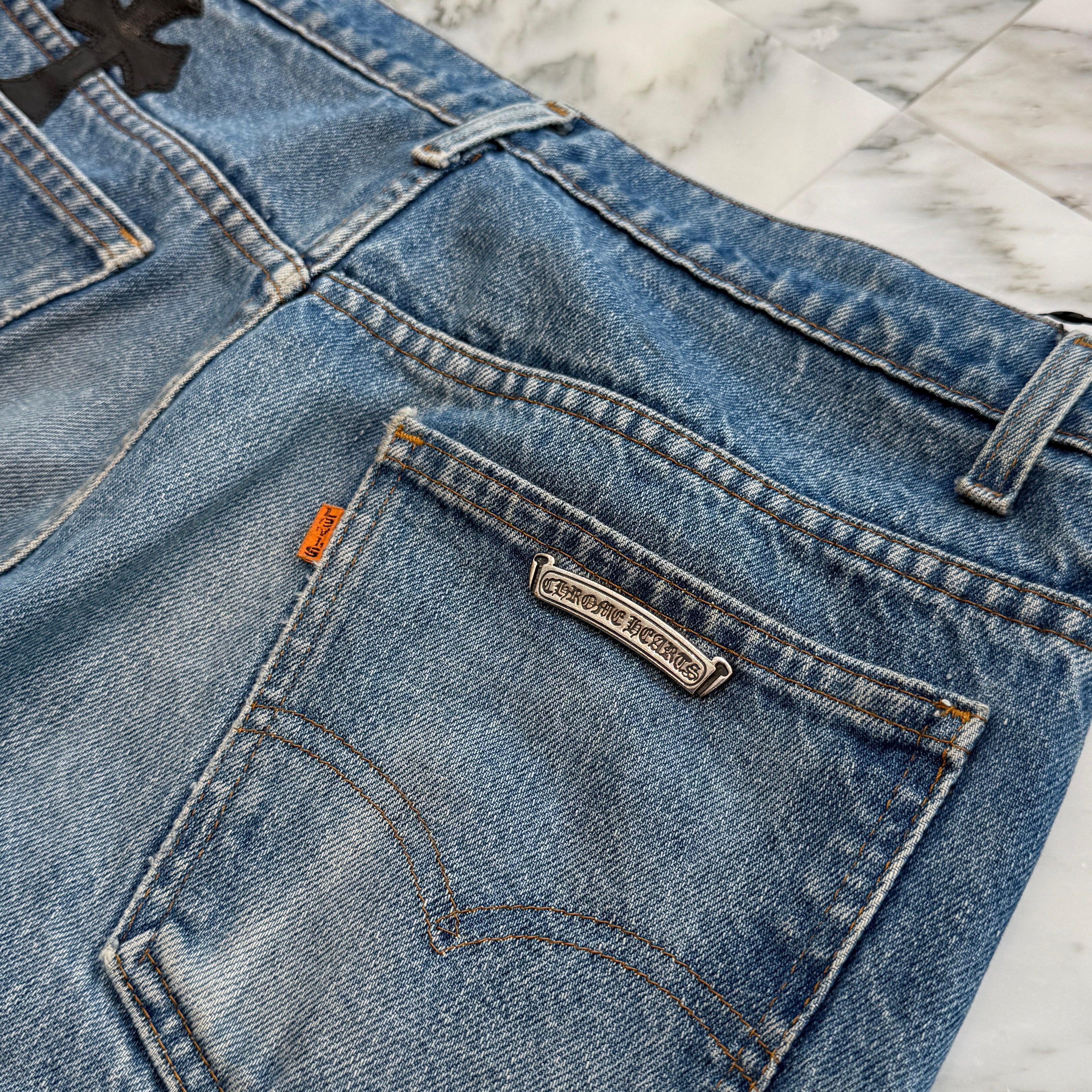 CHROME HEARTS × Levi's Body VNTG Cross Leather Patch Jeans Size 31 クロムハーツ × リーバイスボディ ヴィンテージ クロスレザーパッチ ジーンズ デニムパンツ サイズ31