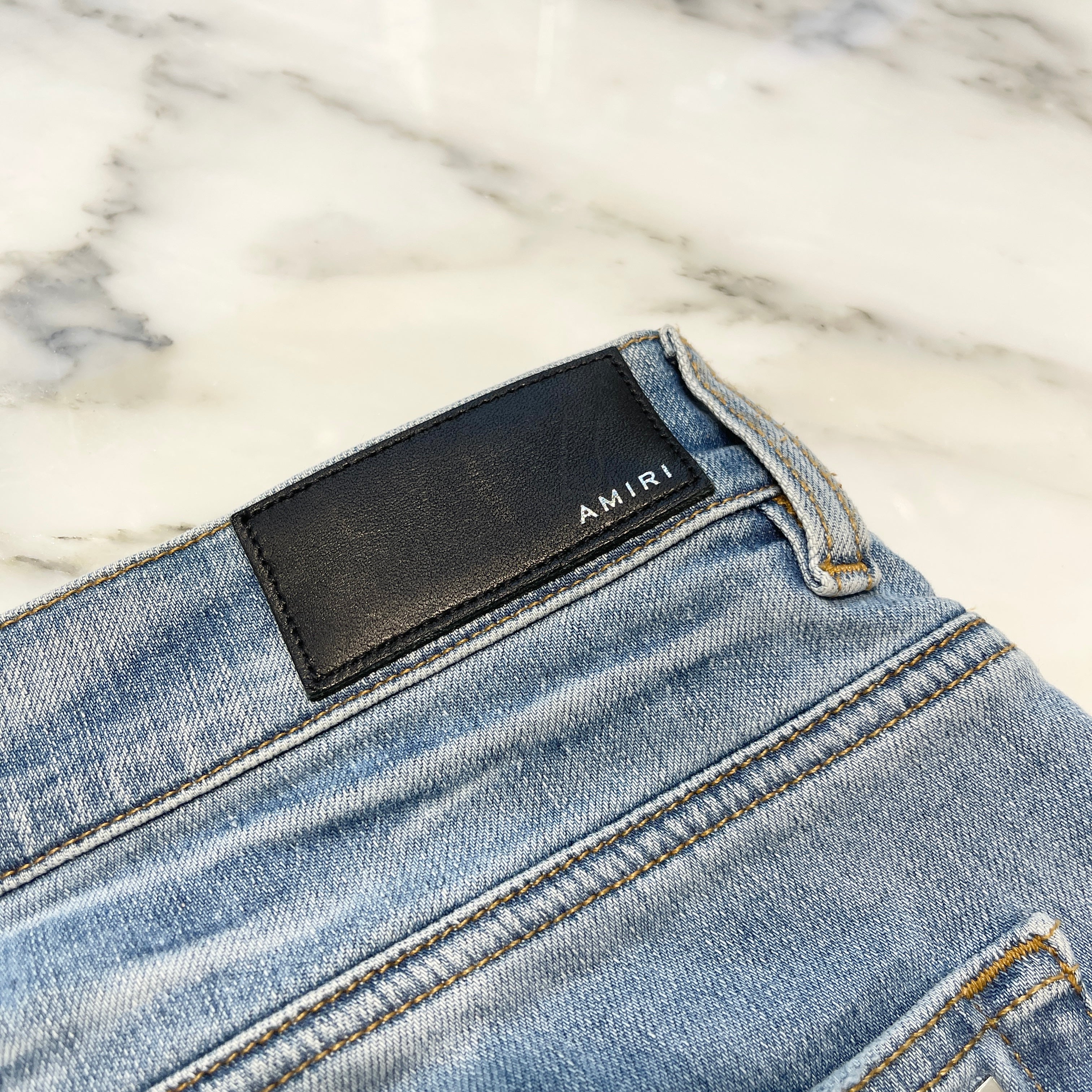 AMIRI MX1 Mohair Fabric Damage Skinny Denim Pants Size 36 アミリ MX1 モヘアファブリック ダメージ加工 スキニー デニムパンツ サイズ36