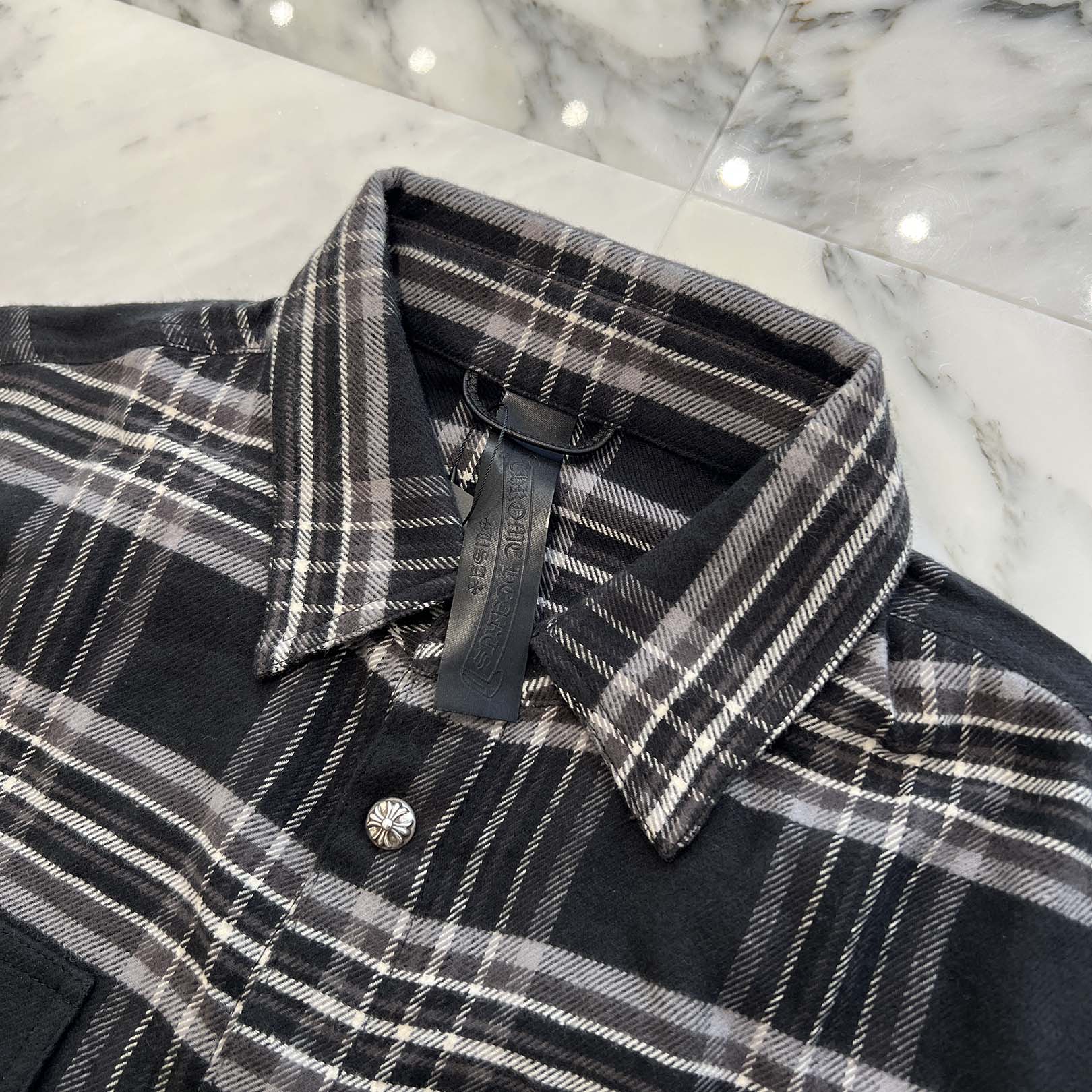 CHROME HEARTS Y NOT Cross Ball Button Check Shirt Size M クロムハーツ ワイノット クロスボールボタン チェックシャツ サイズM