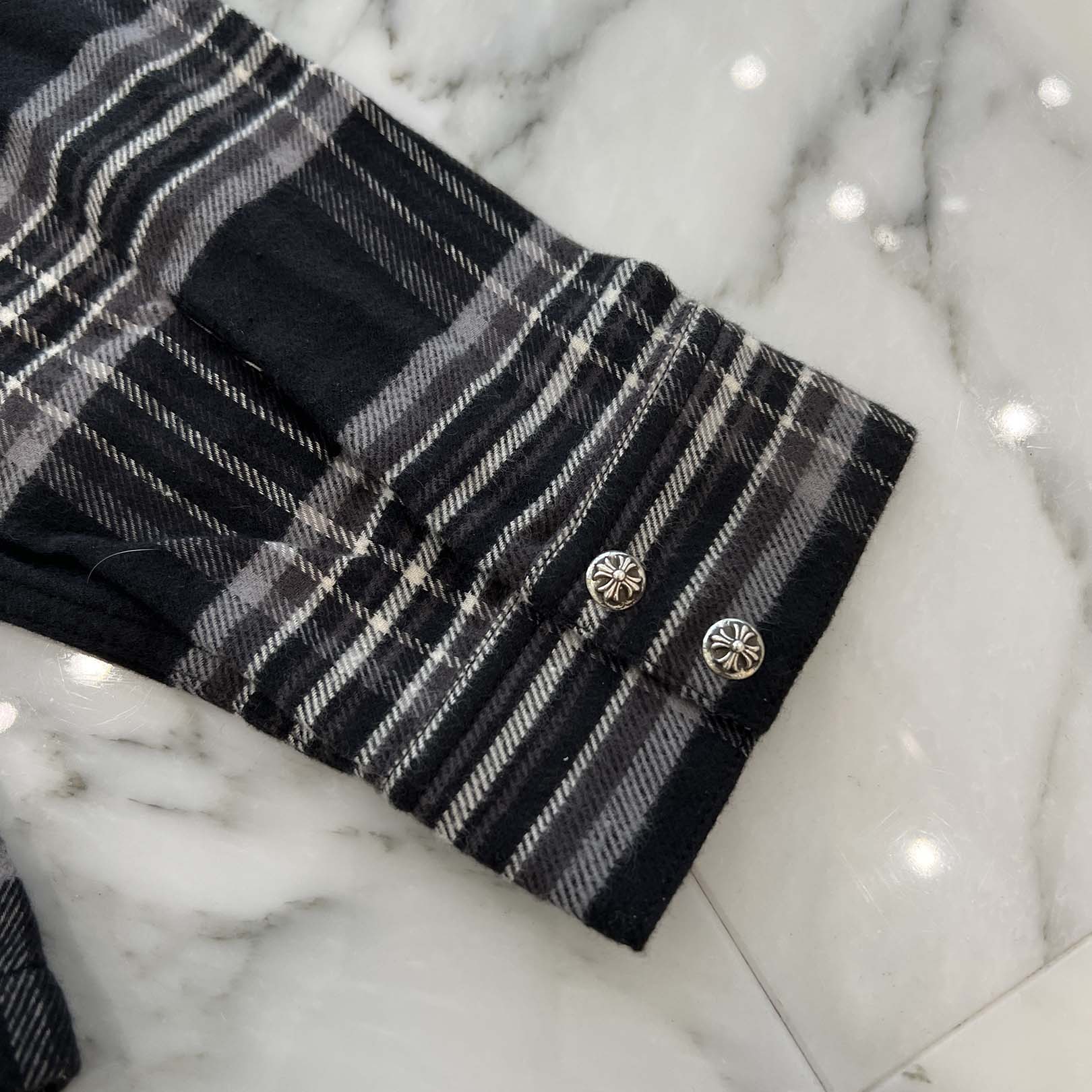 CHROME HEARTS Y NOT Cross Ball Button Check Shirt Size M クロムハーツ ワイノット クロスボールボタン チェックシャツ サイズM