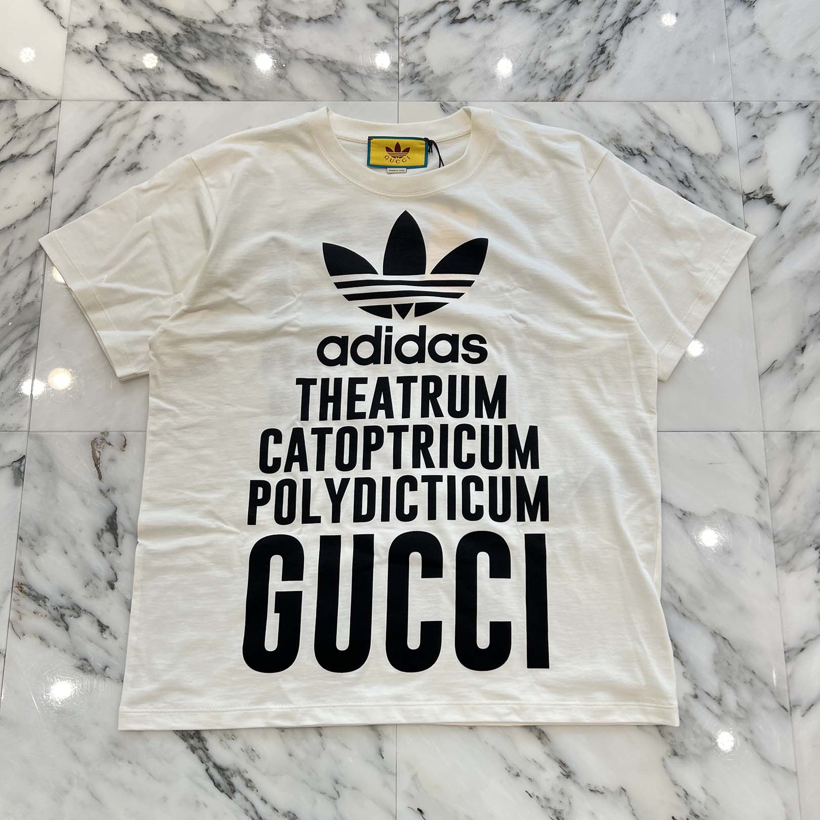 GUCCI × adidas 2022SS Trefoil Print Upside Down Tee 616036 XJEW2 Size XS グッチ×アディダス トレフォイルプリント アップサイドダウン Tシャツ サイズXS
