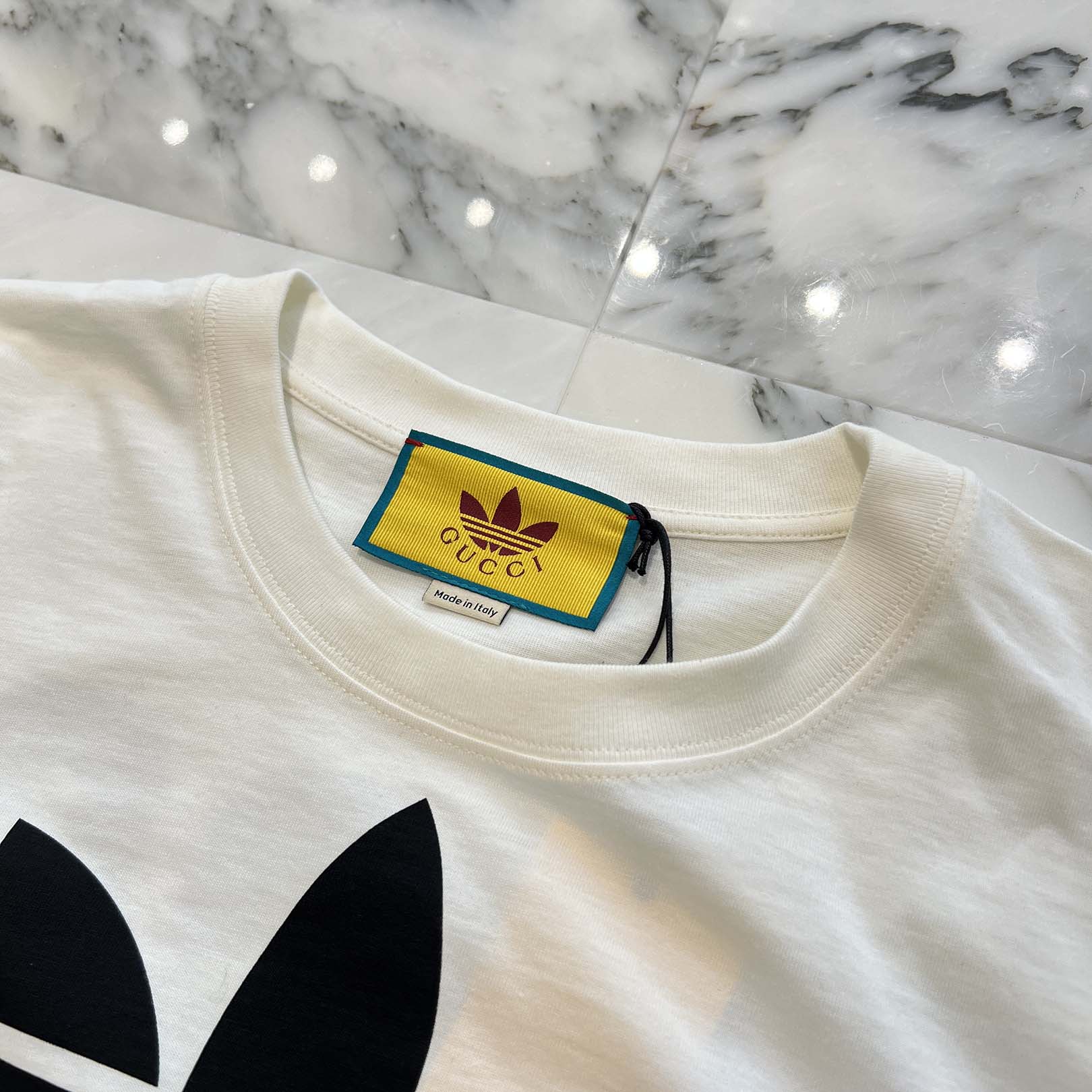 GUCCI × adidas 2022SS Trefoil Print Upside Down Tee 616036 XJEW2