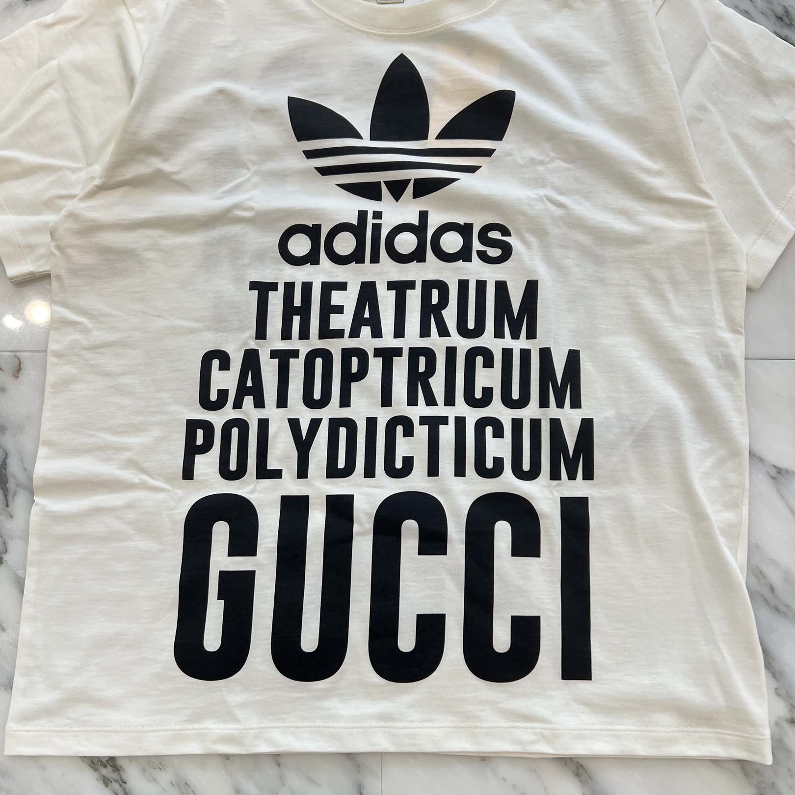 GUCCI × adidas 2022SS Trefoil Print Upside Down Tee 616036 XJEW2