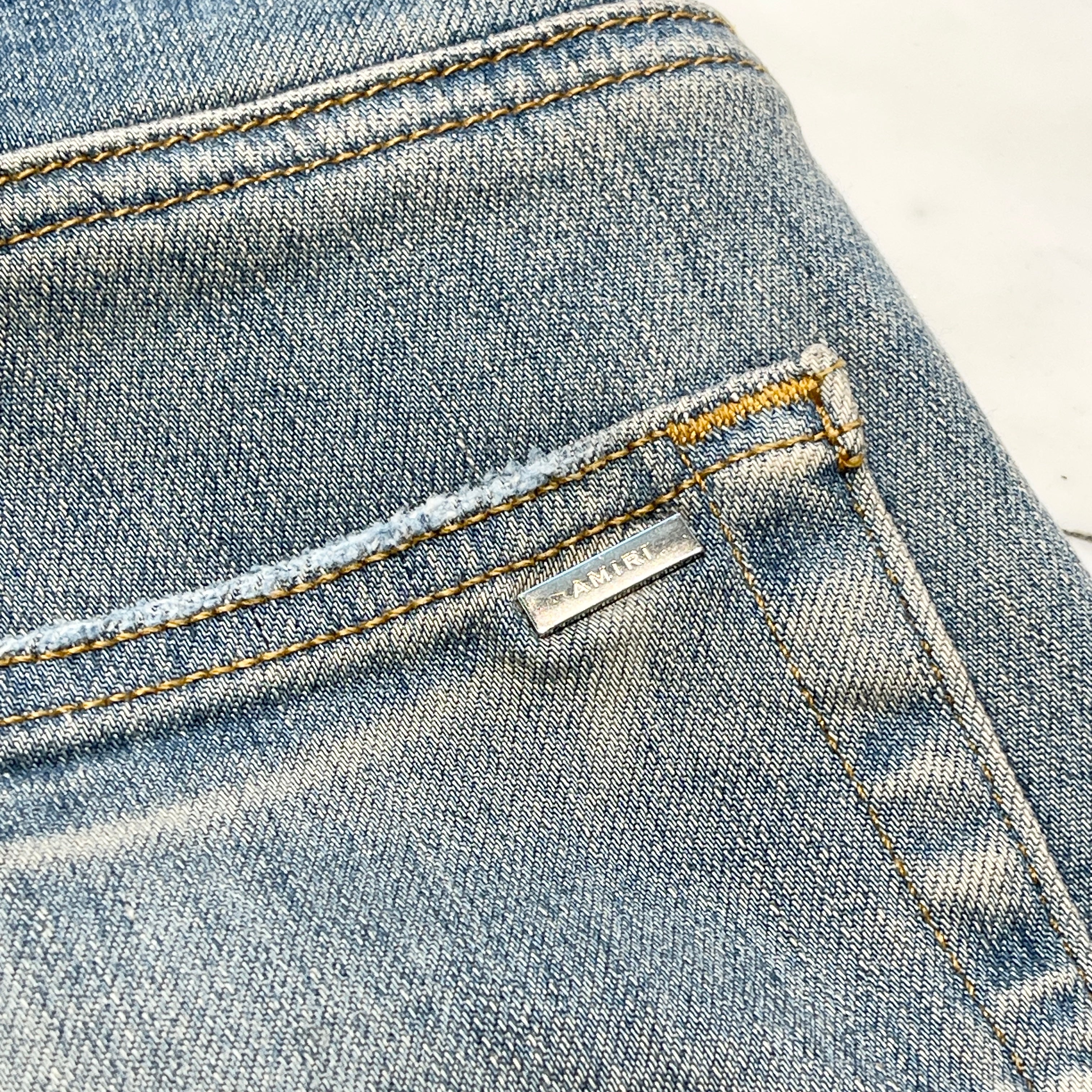 AMIRI 2023AW Quilt Logo Patch Damage Skinny Denim Pants RN150712 Size 36 アミリ キルト風ロゴパッチ ダメージ加工 スキニーデニムパンツ サイズ36