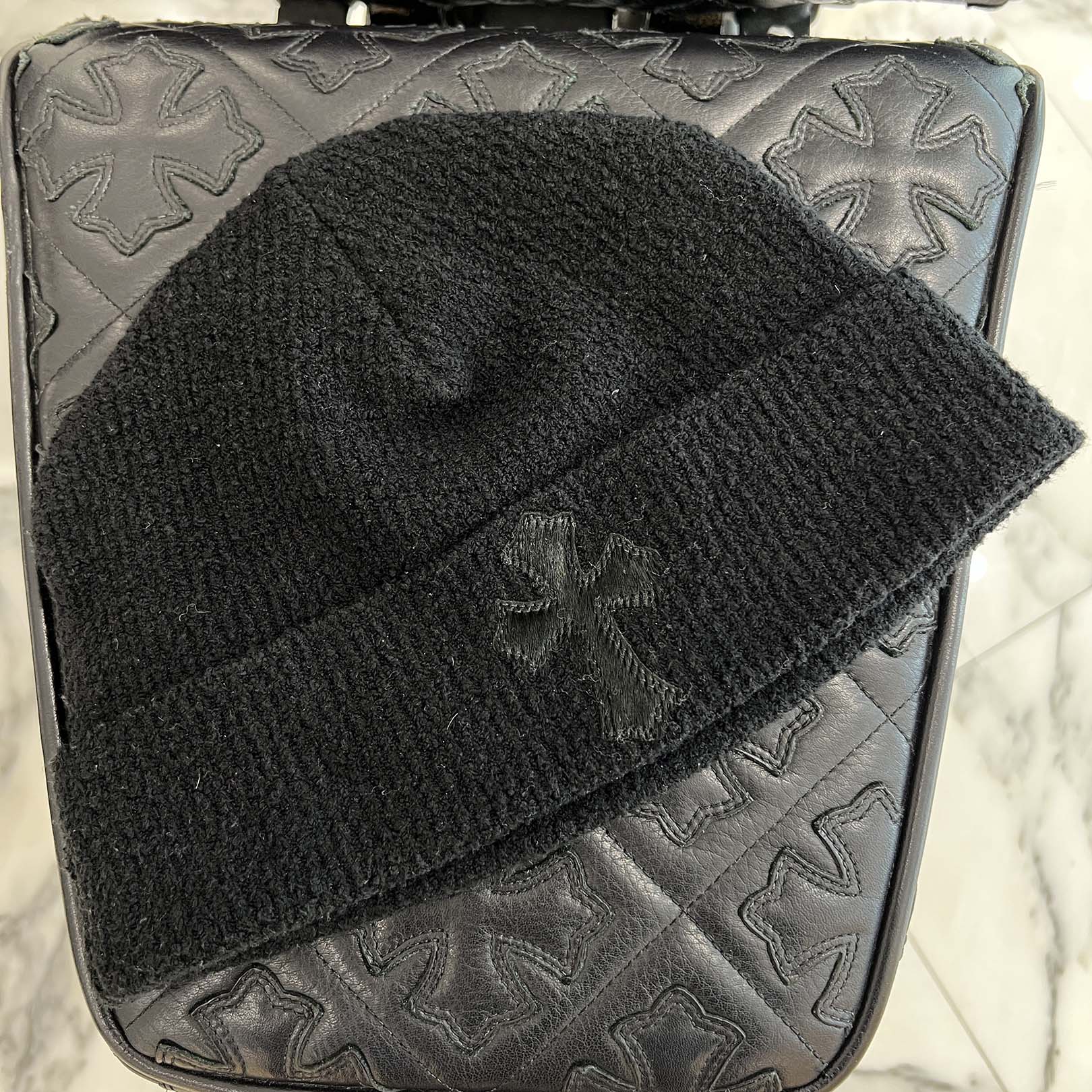 CHROME HEARTS 2024AW Harako Leather Cross Patch Beanie Size ONE SIZE (53-60) クロムハーツ ハラコ レザークロスパッチ ビーニーサイズONE SIZE (53-60)