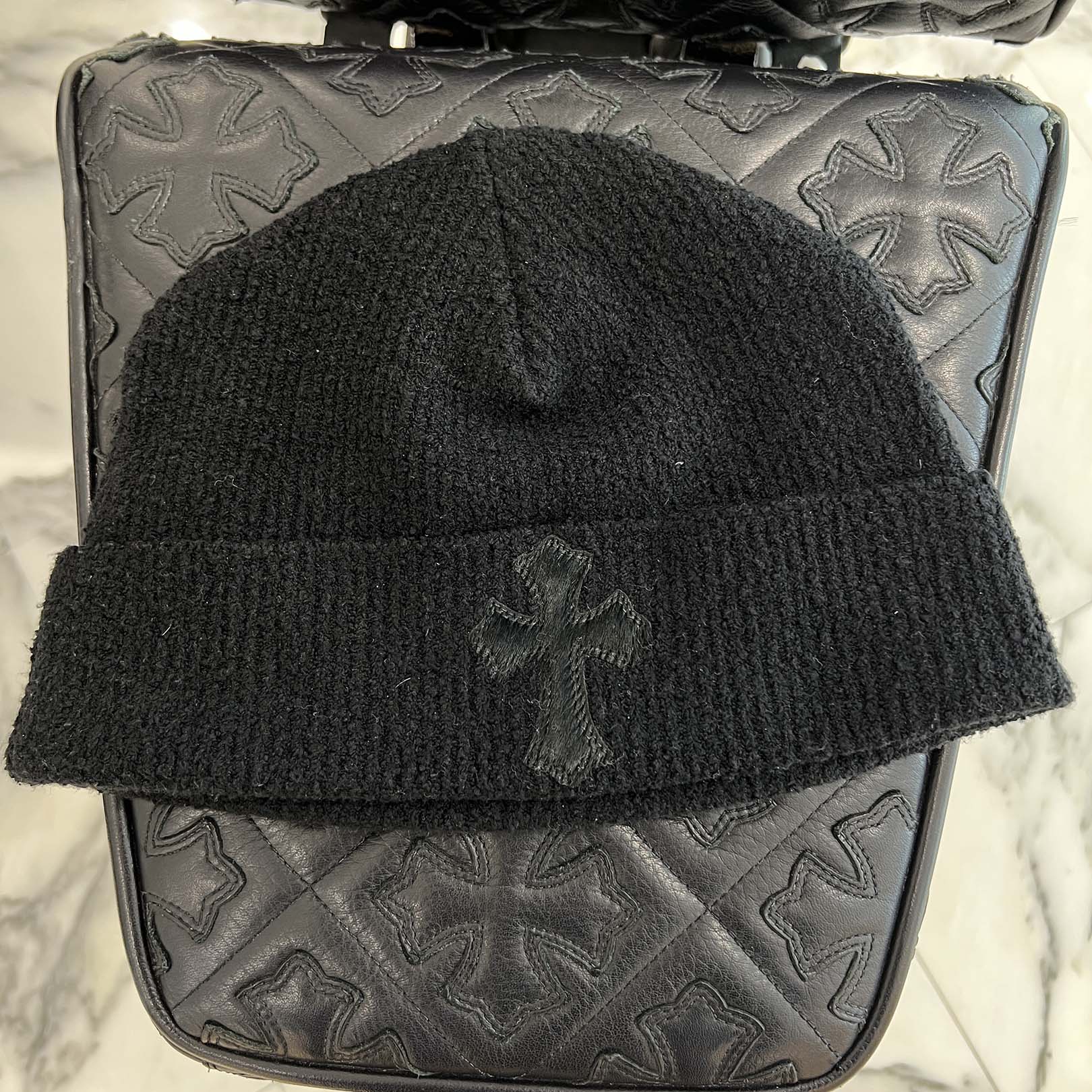 CHROME HEARTS 2024AW Harako Leather Cross Patch Beanie Size ONE SIZE (53-60) クロムハーツ ハラコ レザークロスパッチ ビーニーサイズONE SIZE (53-60)