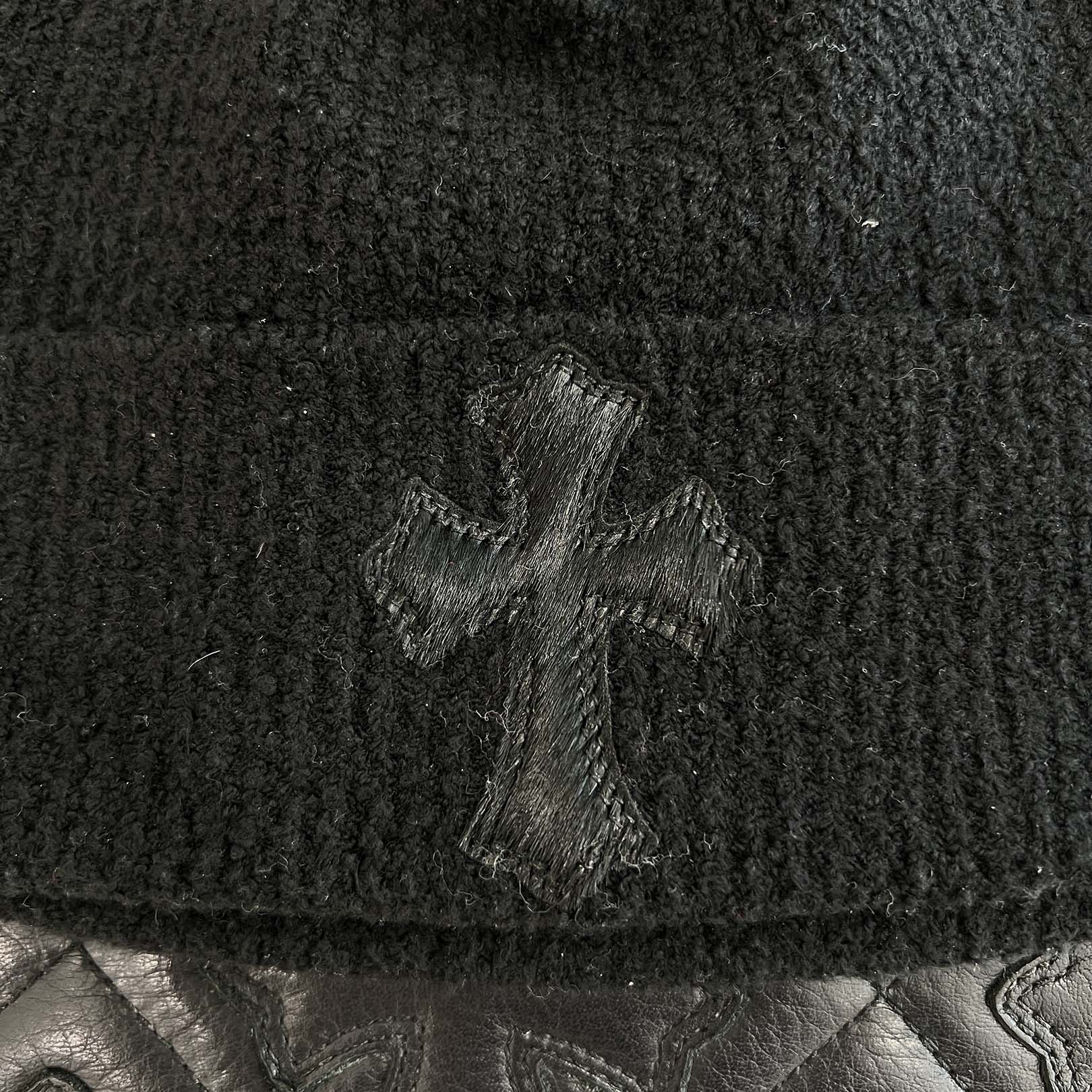 CHROME HEARTS 2024AW Harako Leather Cross Patch Beanie Size ONE SIZE (53-60) クロムハーツ ハラコ レザークロスパッチ ビーニーサイズONE SIZE (53-60)