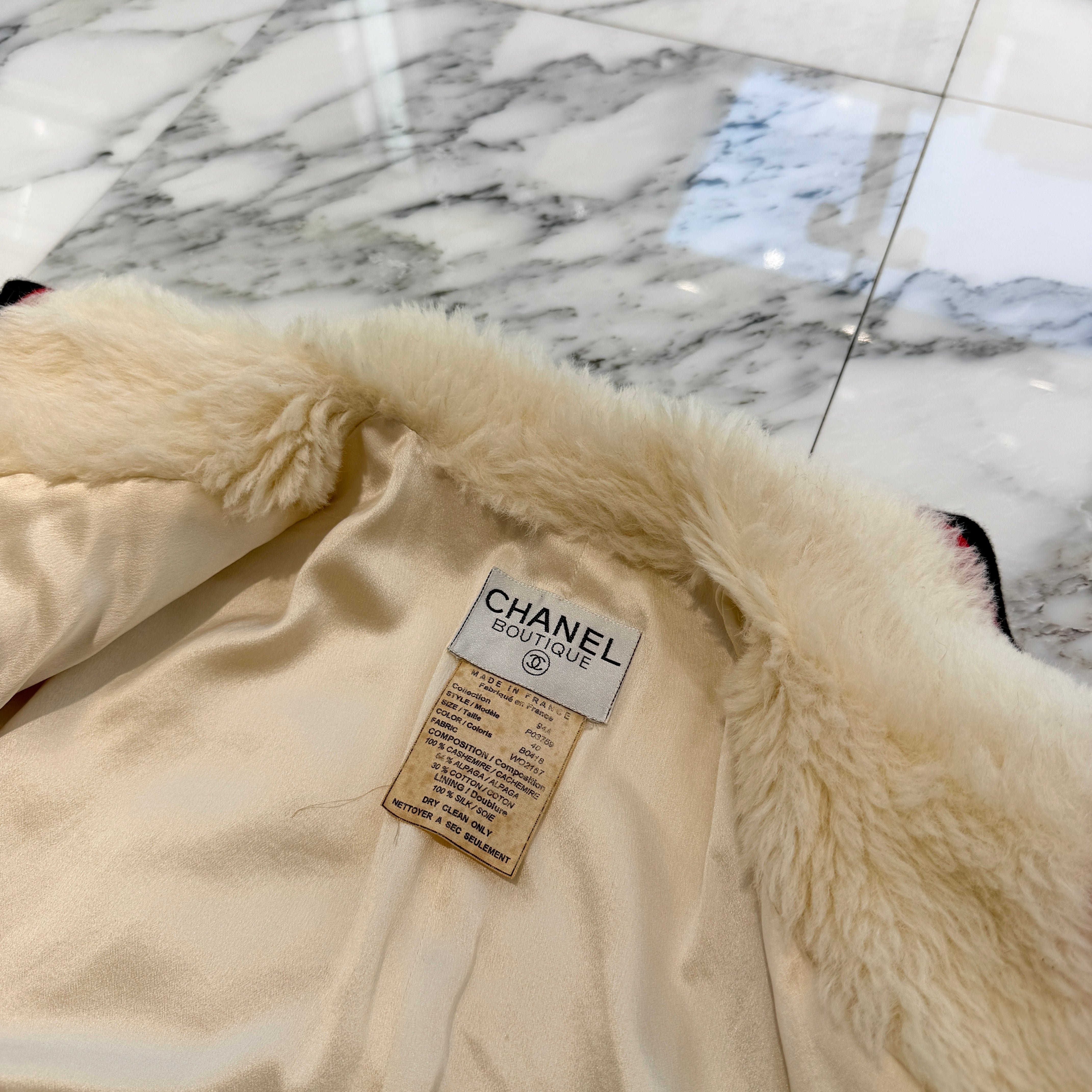 CHANEL 1994 Chanel Boutique Vintage Fake Fur Jacket PO3759 BO418 Size 40 シャネル 1994 シャネルブティック ヴィンテージ フェイクファー ジャケット サイズ40