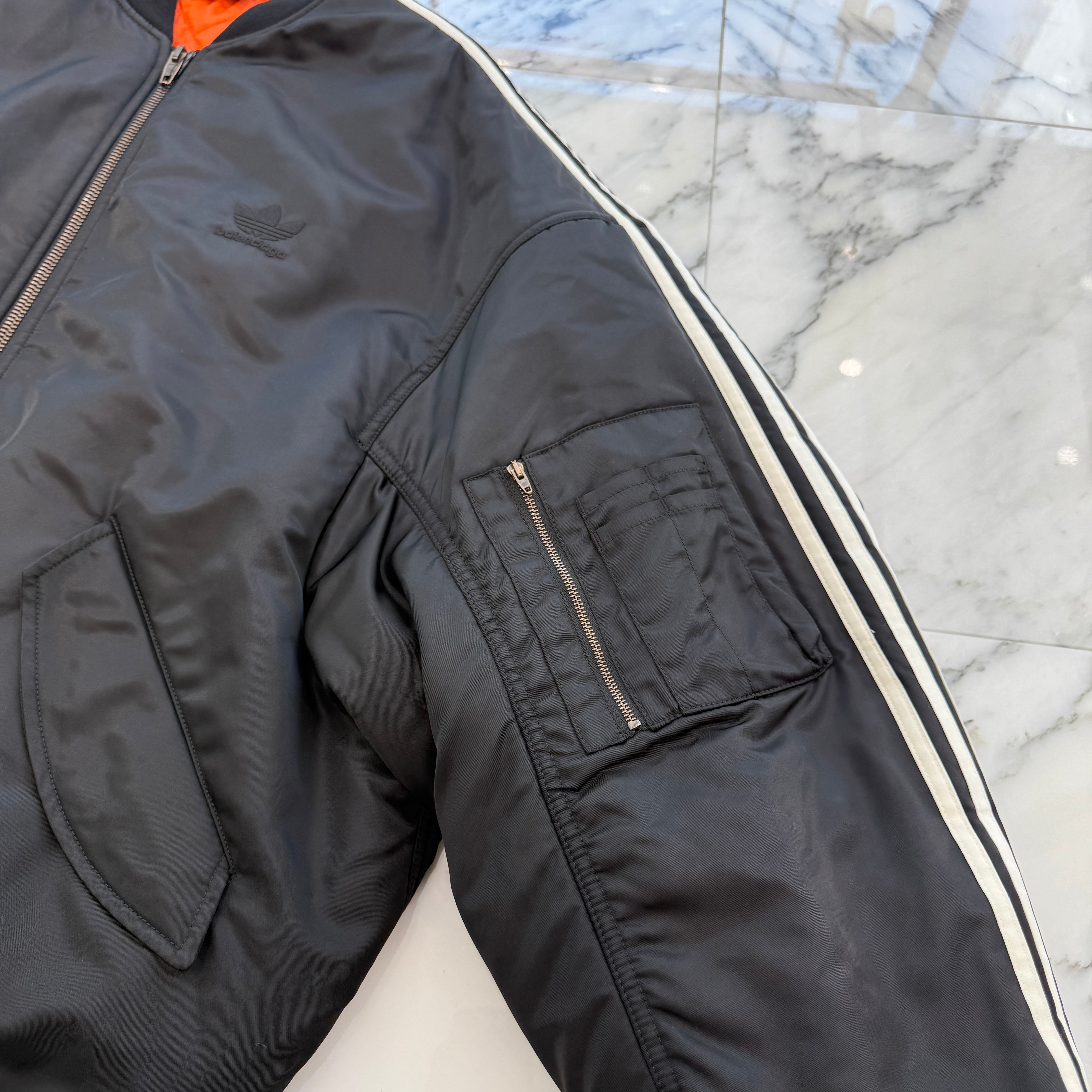 BALENCIAGA × adidas 2023SS MA-1 Side Line Bomber Nylon Jacket 725335 TNO27 Size 48 バレンシアガ × アディダス MA-1 サイドライン ボンバー ナイロン ジャケット サイズ48