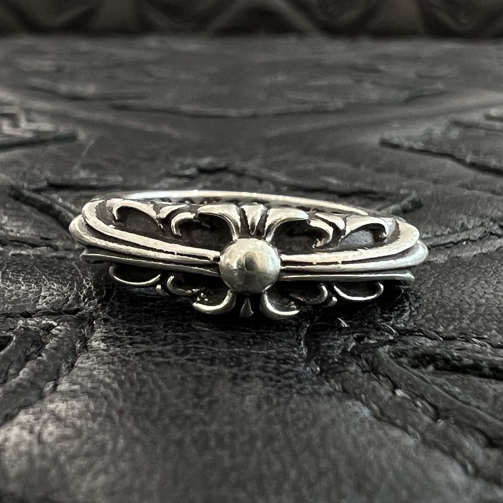 CHROME HEARTS Baby Classic Floral Cross Ring 10号 クロムハーツ