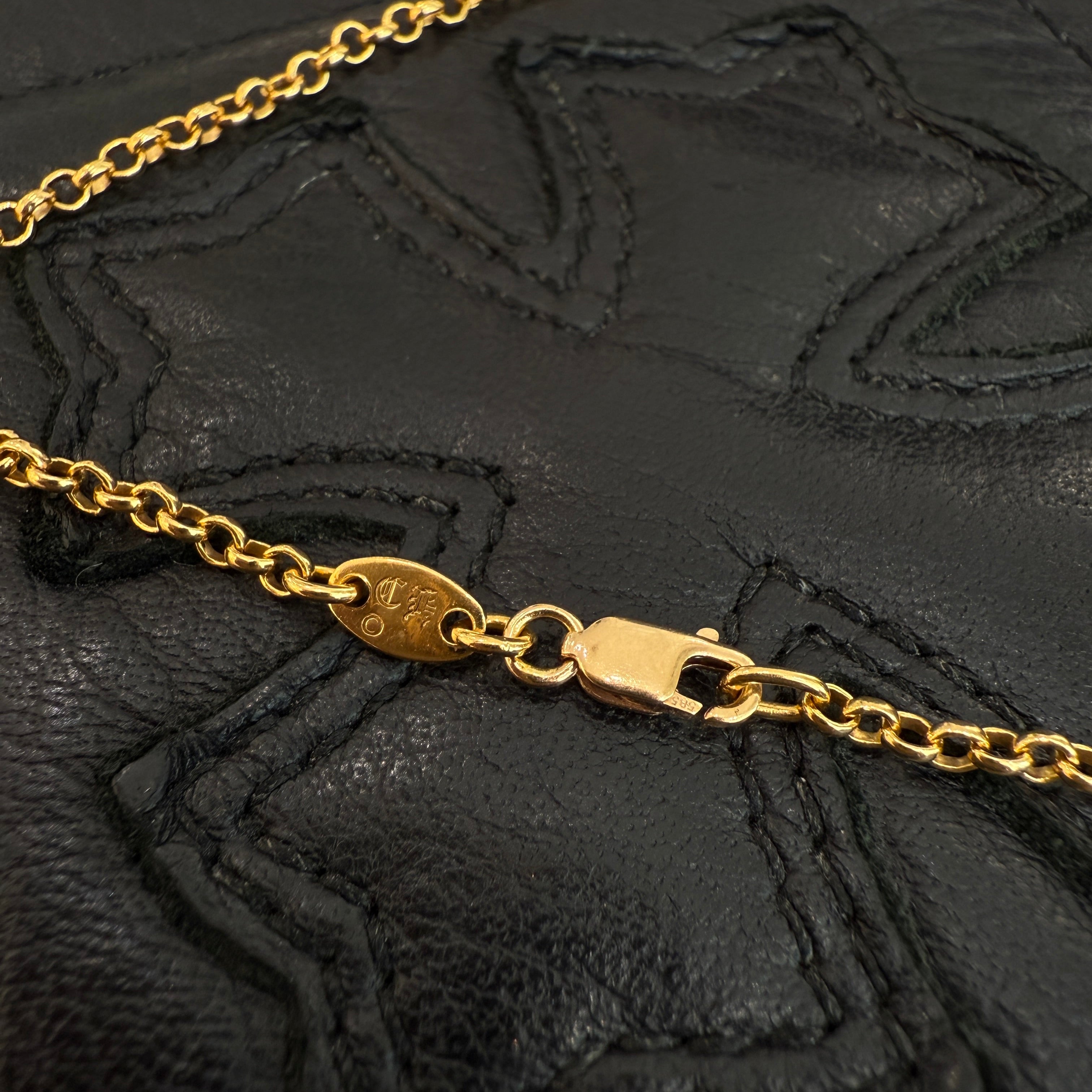 CHROME HEARTS 22K Safety Pin 1 Diamond Roll Chain Necklace Size 18 Inch クロムハーツ 22K セーフティピン 1ダイヤモンド ロールチェーン ネックレス 18インチ