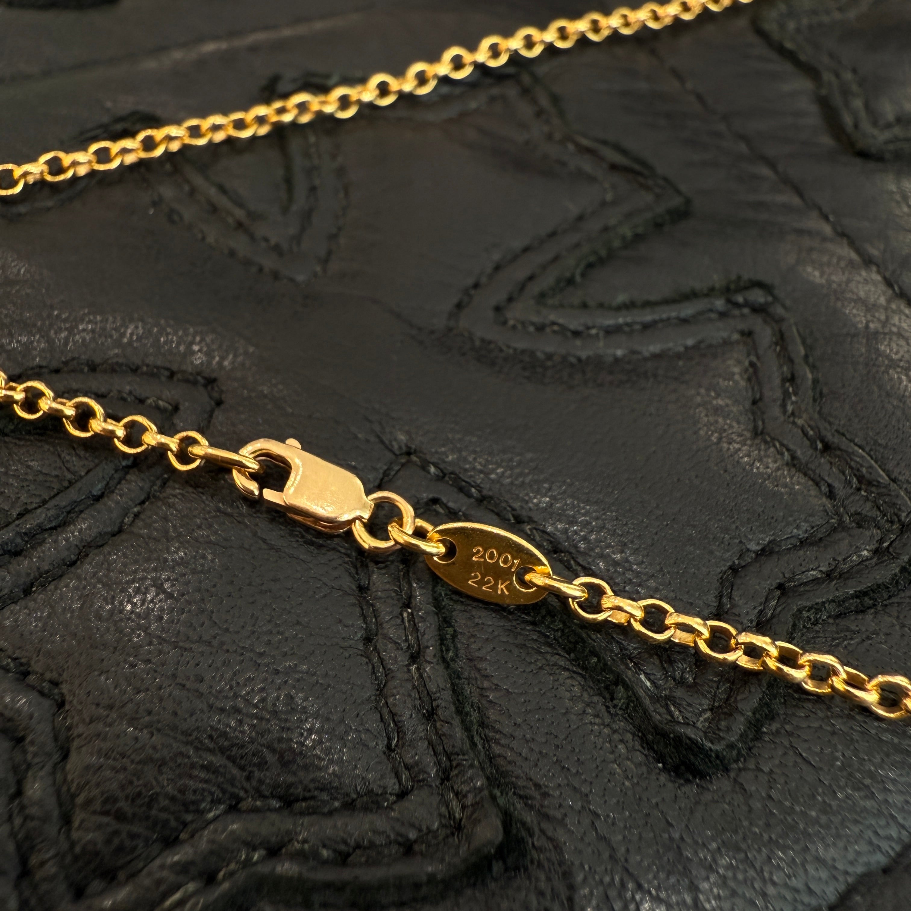 CHROME HEARTS 22K Safety Pin 1 Diamond Roll Chain Necklace Size 18 Inch クロムハーツ 22K セーフティピン 1ダイヤモンド ロールチェーン ネックレス 18インチ