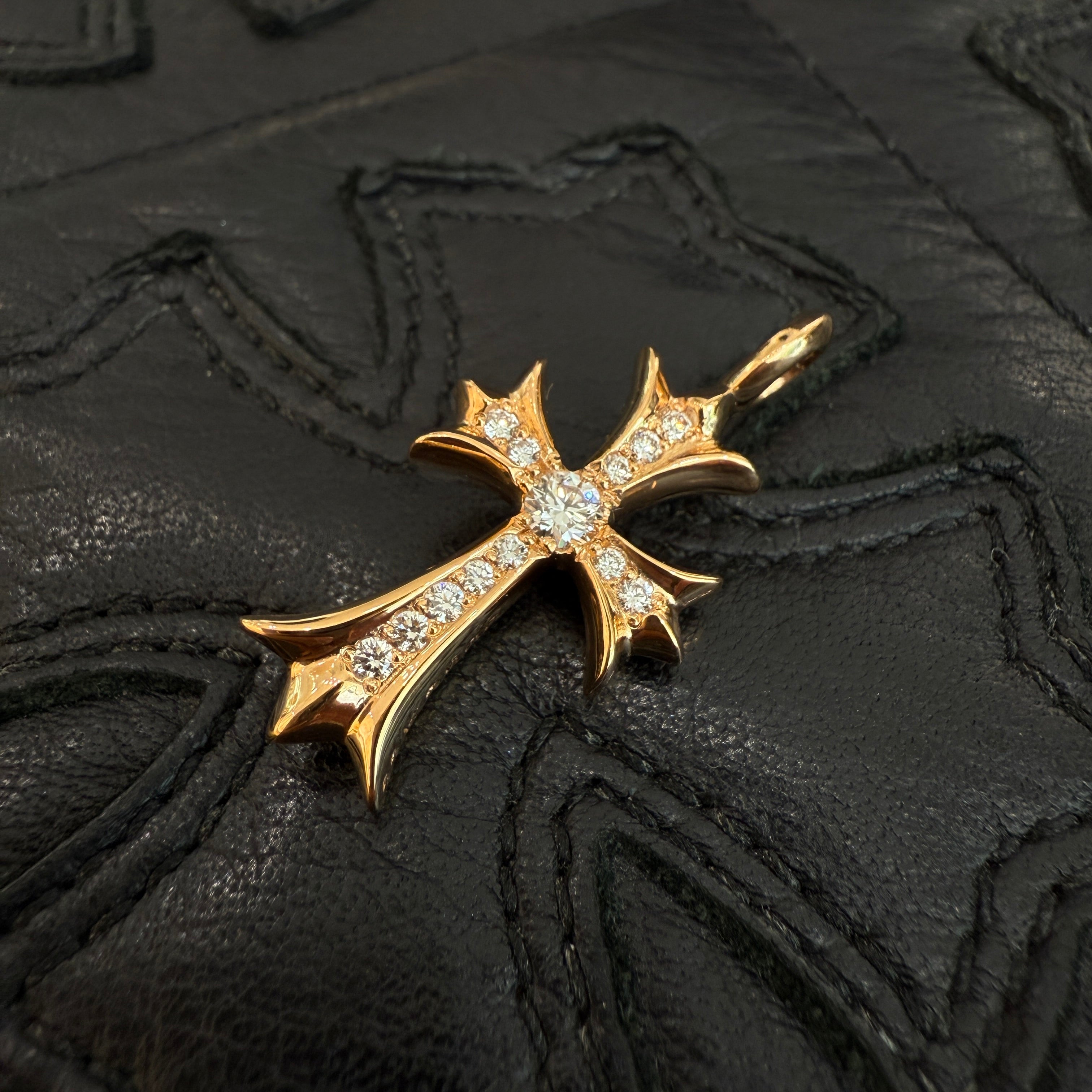 CHROME HEARTS 22K Tiny Fat Cross Pave Diamond Pendant Top クロムハーツ 22K タイニーファットクロス パヴェダイヤモンド ペンダントトップ