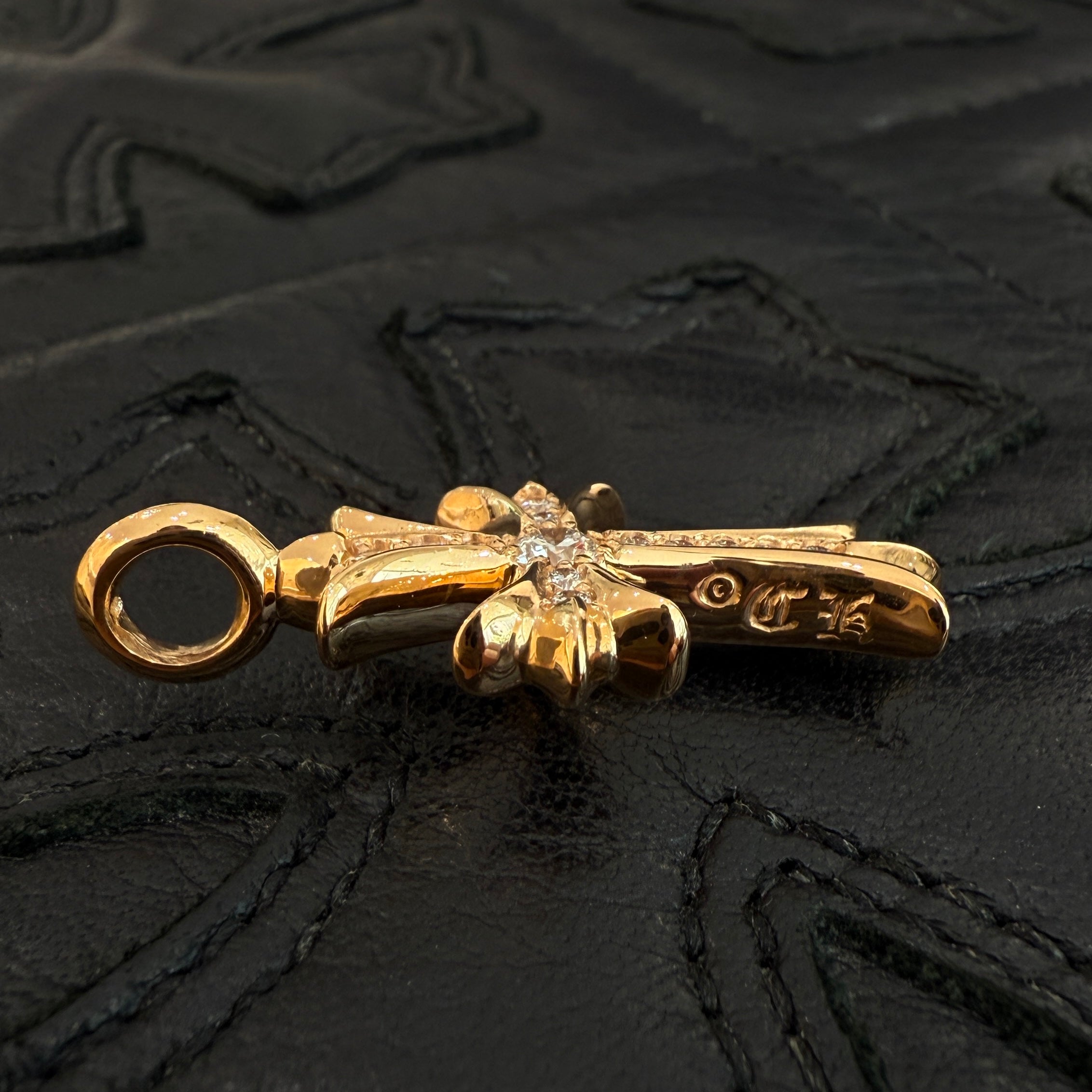 CHROME HEARTS 22K Tiny Fat Cross Pave Diamond Pendant Top クロムハーツ 22K タイニーファットクロス パヴェダイヤモンド ペンダントトップ