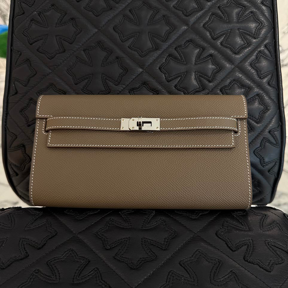 HERMES Kelly Wallet Long To Go "ETOUPE" Leather Shoulder Bag B刻印 エルメス ケリー ウォレット ロングトゥゴー "エトゥープ" レザーショルダーバッグ B刻印