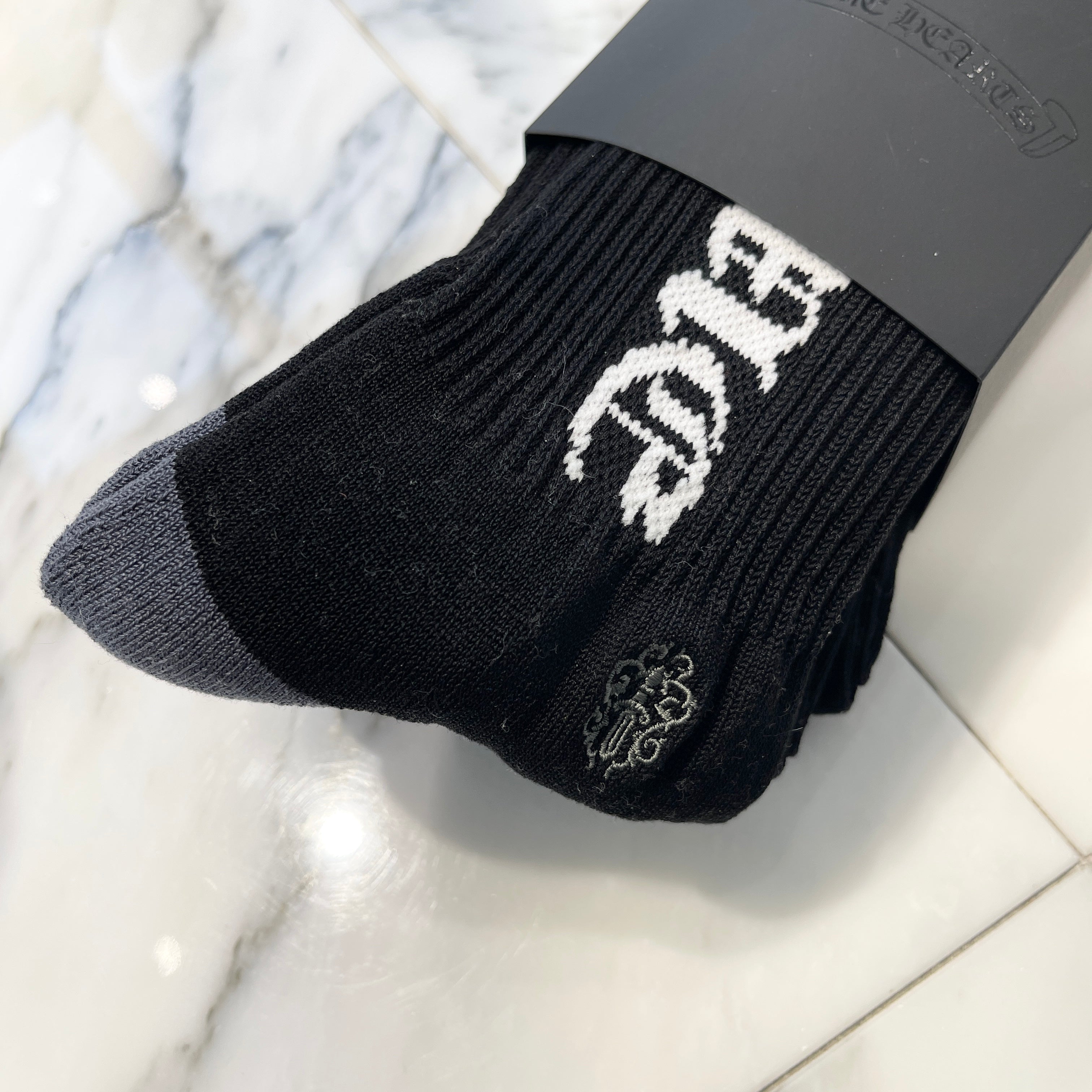 CHROME HEARTS Vine Dagger Embroidery "FUCK YOU" Socks Size M(25-27cm) クロムハーツ ヴァインダガー刺繍 "ファックユー" ソックス サイズM(25-27cm)