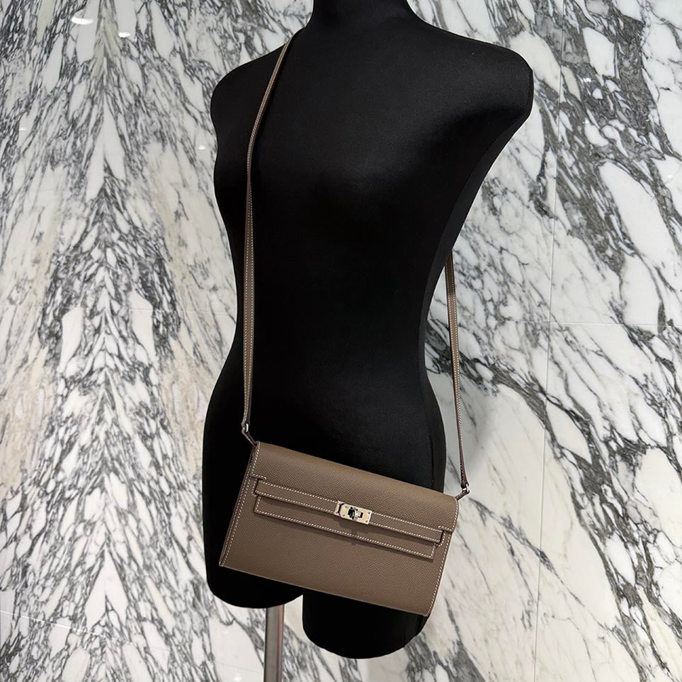 HERMES Kelly Wallet Long To Go "ETOUPE" Leather Shoulder Bag B刻印 エルメス ケリー ウォレット ロングトゥゴー "エトゥープ" レザーショルダーバッグ B刻印