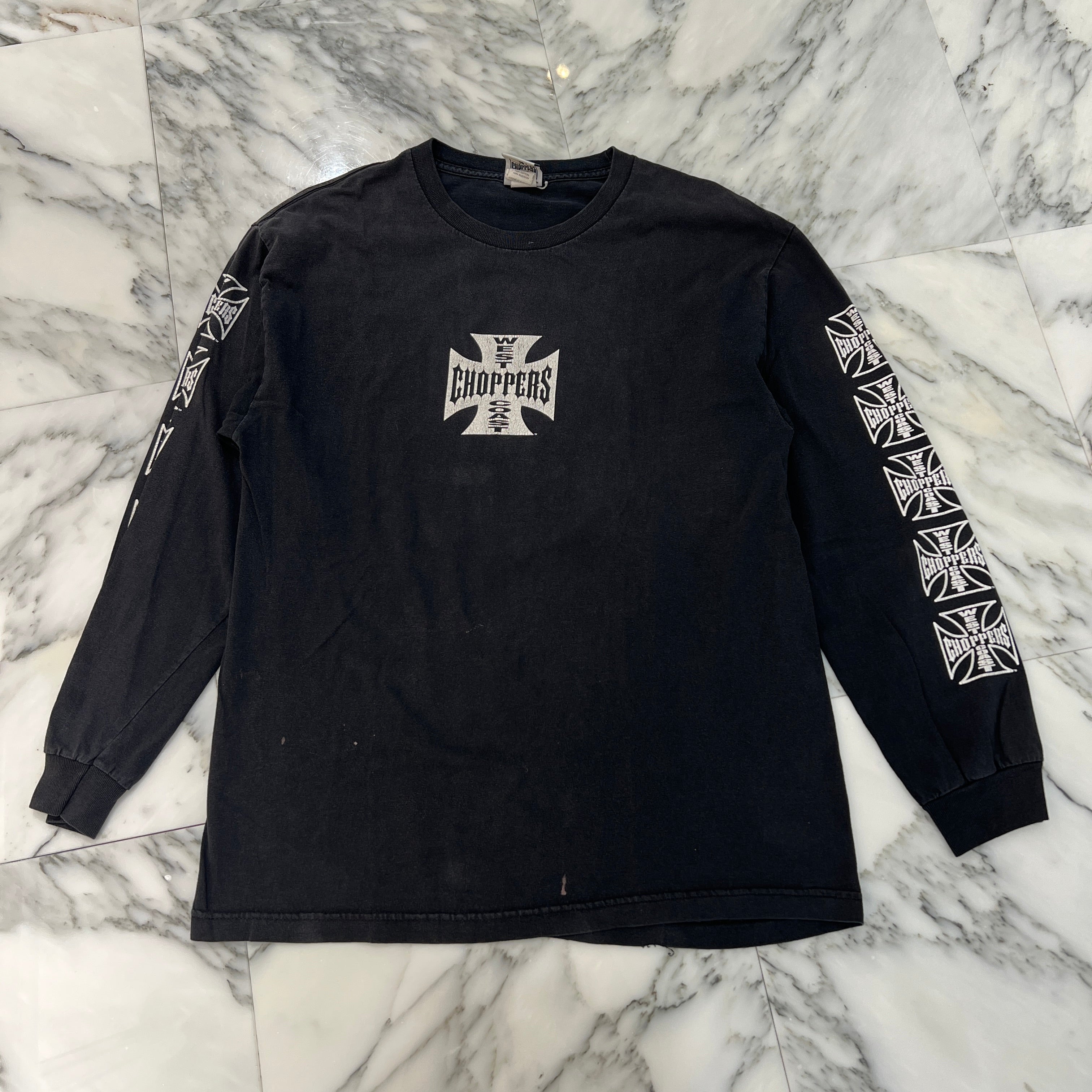 Vintage 00's West Coast Choppers "Long Beach , CA" IRON CROSS L/S Tee Size L 00's ウェストコーストチョッパーズ "ロングビーチ カリフォルニア" アイロンクロス ロングスリーブ Tシャツ サイズL