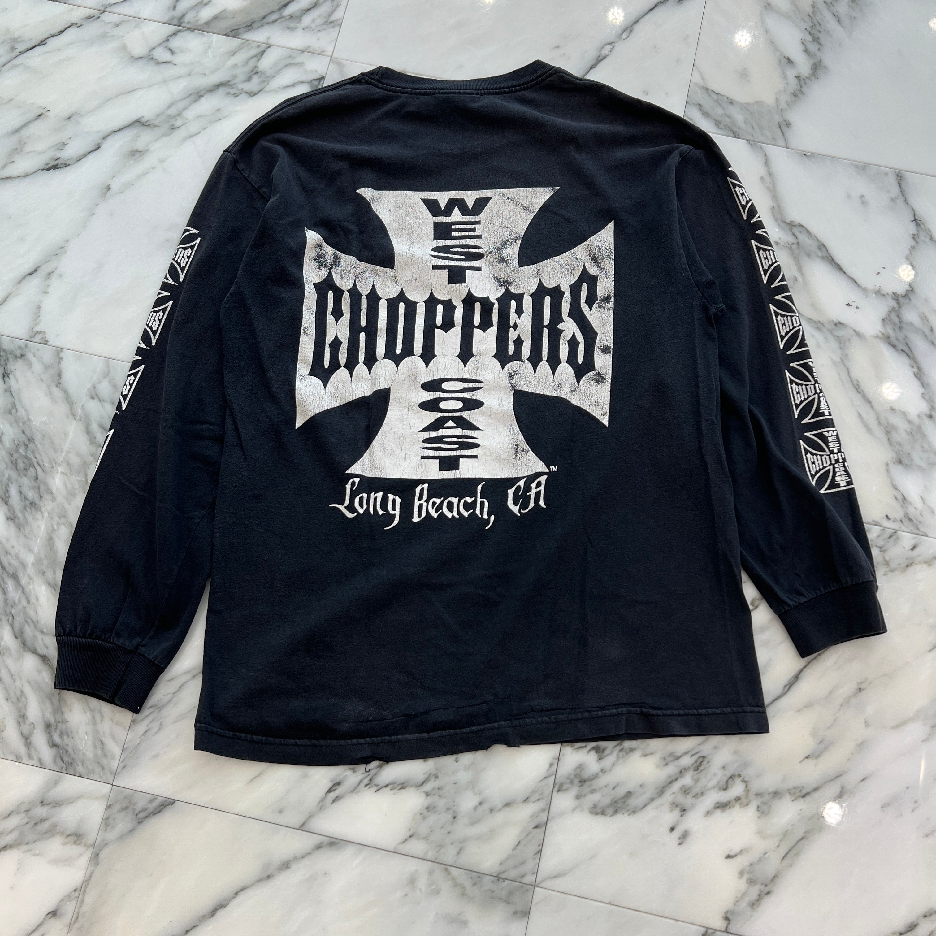 Vintage 00's West Coast Choppers "Long Beach , CA" IRON CROSS L/S Tee Size L 00's ウェストコーストチョッパーズ "ロングビーチ カリフォルニア" アイロンクロス ロングスリーブ Tシャツ サイズL