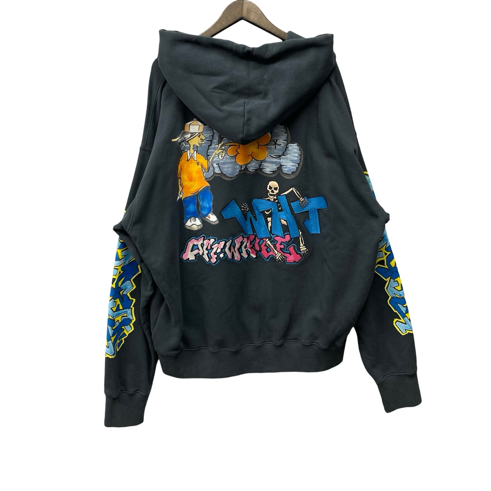 OFF-WHITE 2022AW Graff Pupp Skate Hoodie Outerspace Multi OMBB085F22FLE014 Size XL