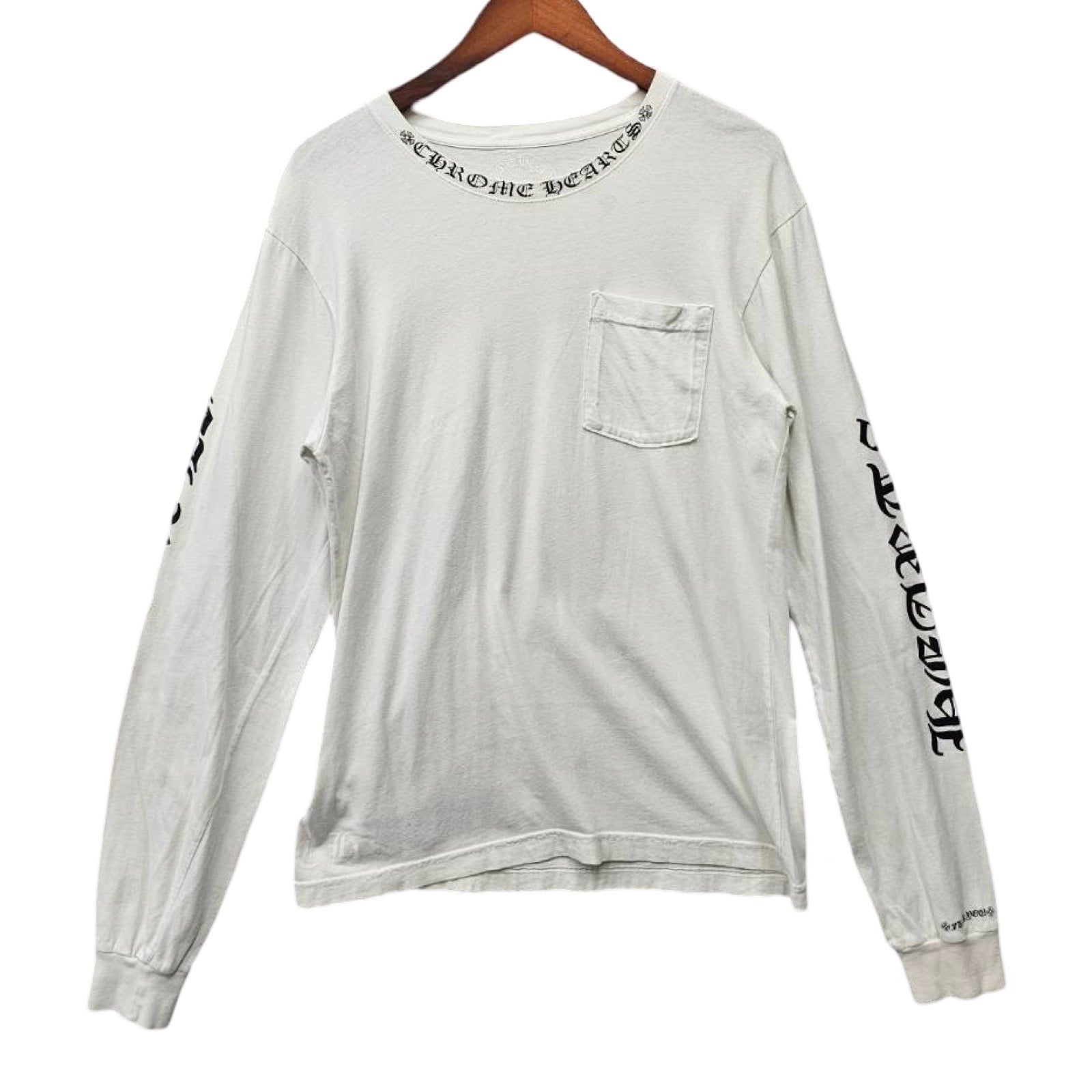 CHROME HEARTS Neck logoホワイト長袖カットソー CHROME HEARTS Neck Logo Long Sleeve