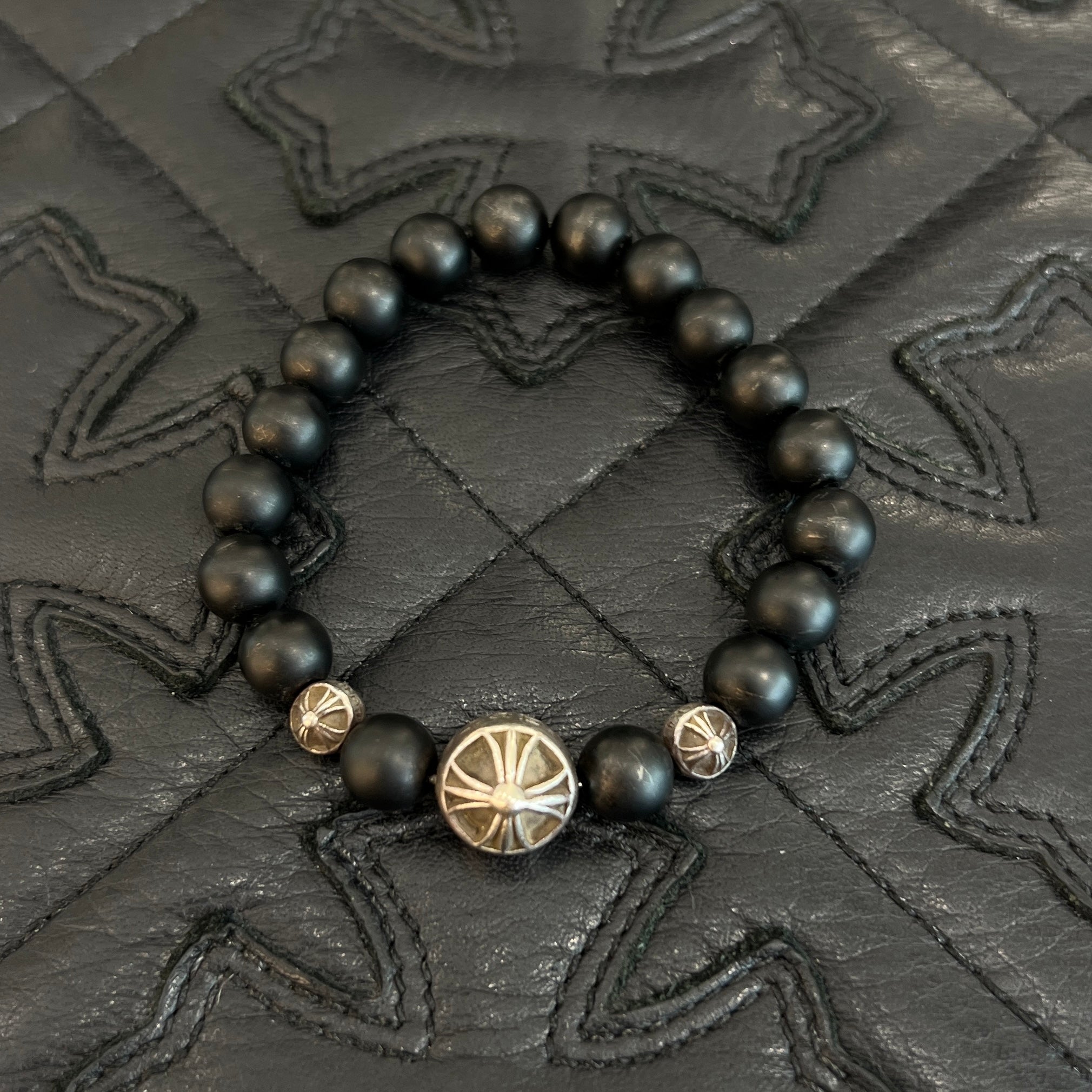 CHROME HEARTS CH Logo Ball Beads Bracelet Size 10mm クロムハーツ